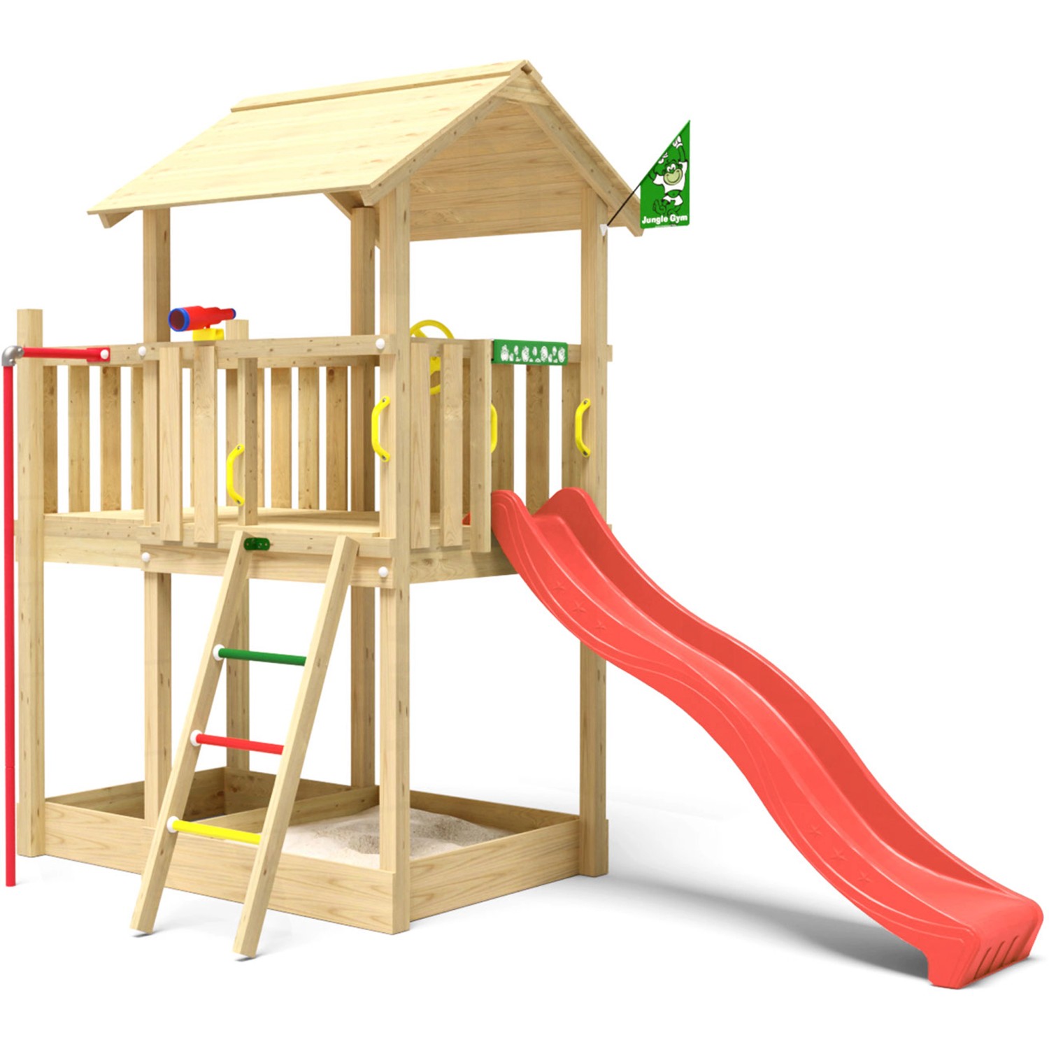 Jungle Gym Spielturm Marvel Holz Rutschstange und Rutsche Rot