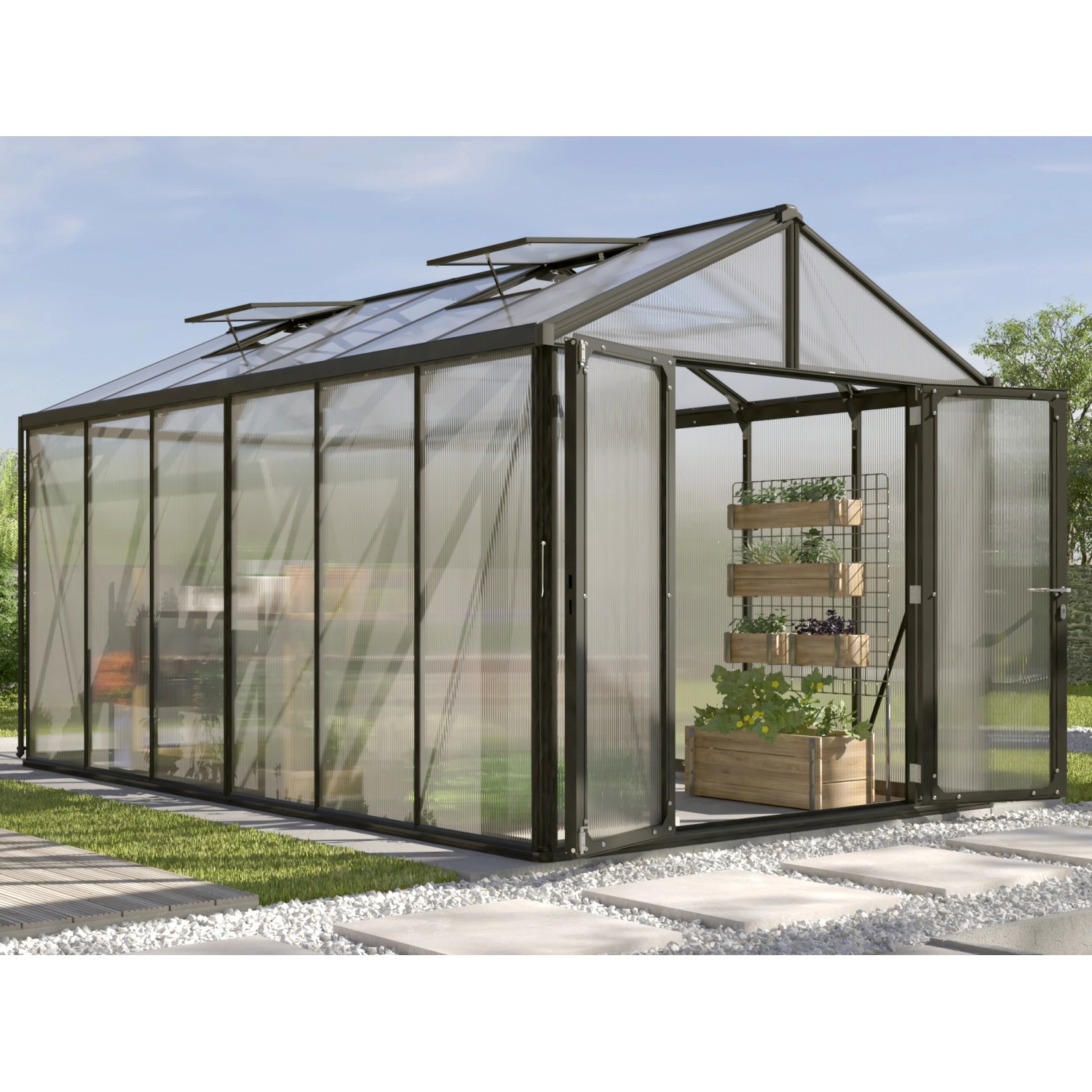 Vitavia Gewächshaus Zeus Comfort 11900 Schwarz 11,9 m²