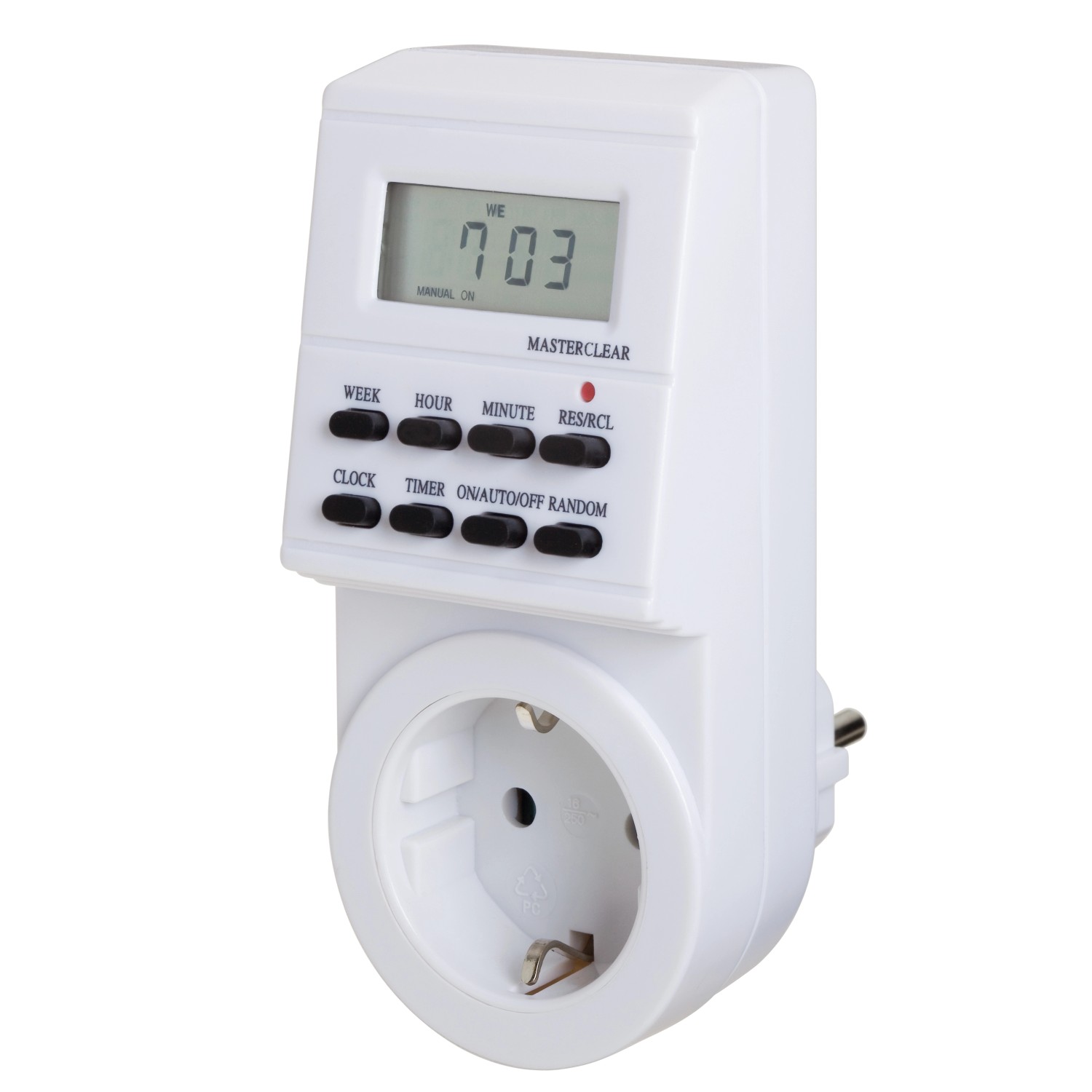 Wochen-Zeitschaltuhr Digital mit 128 Schaltmöglichkeiten und Uhr Weiß