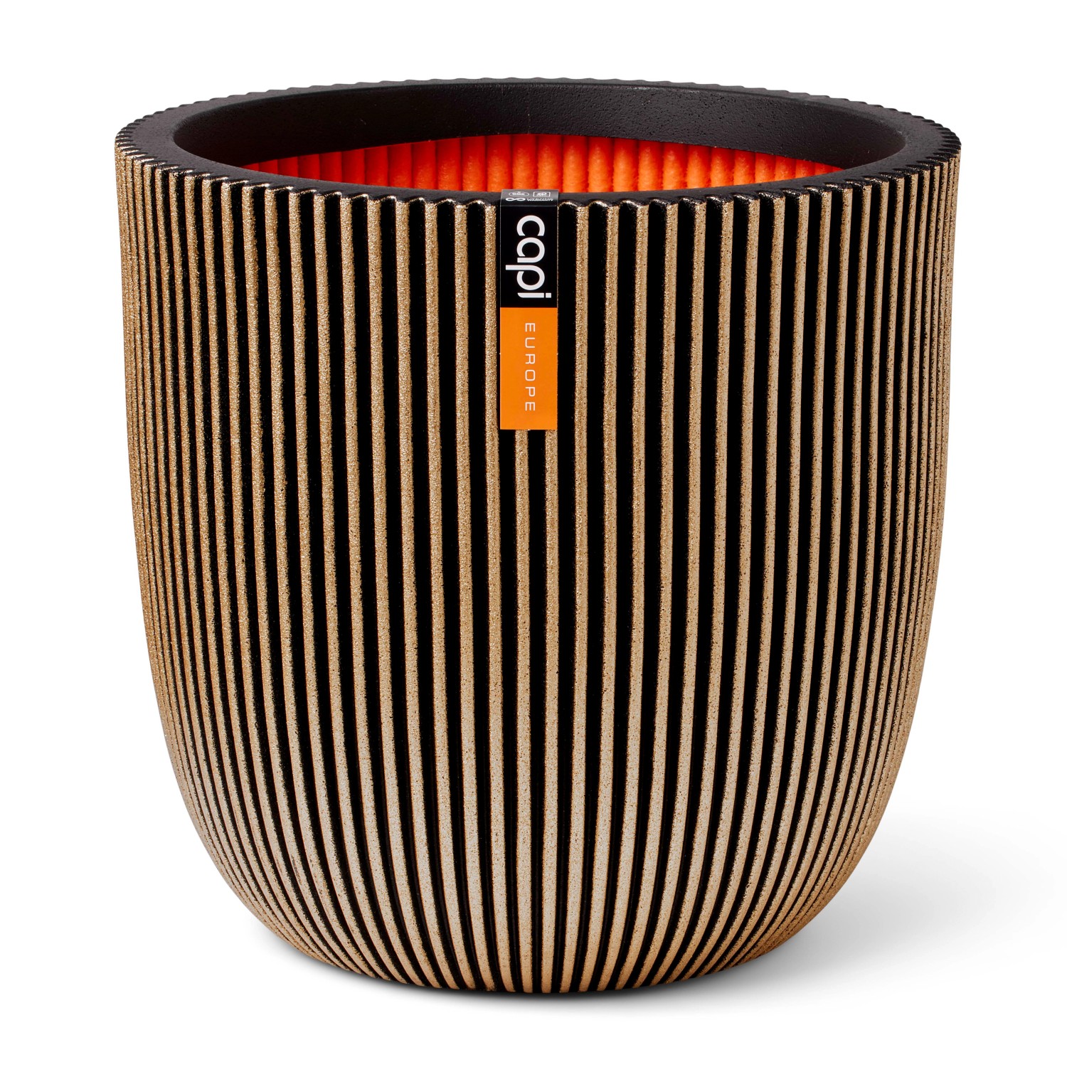 Capi Pflanztopf Kugel Groove Ø 35 cm x 34 cm Gold-Schwarz