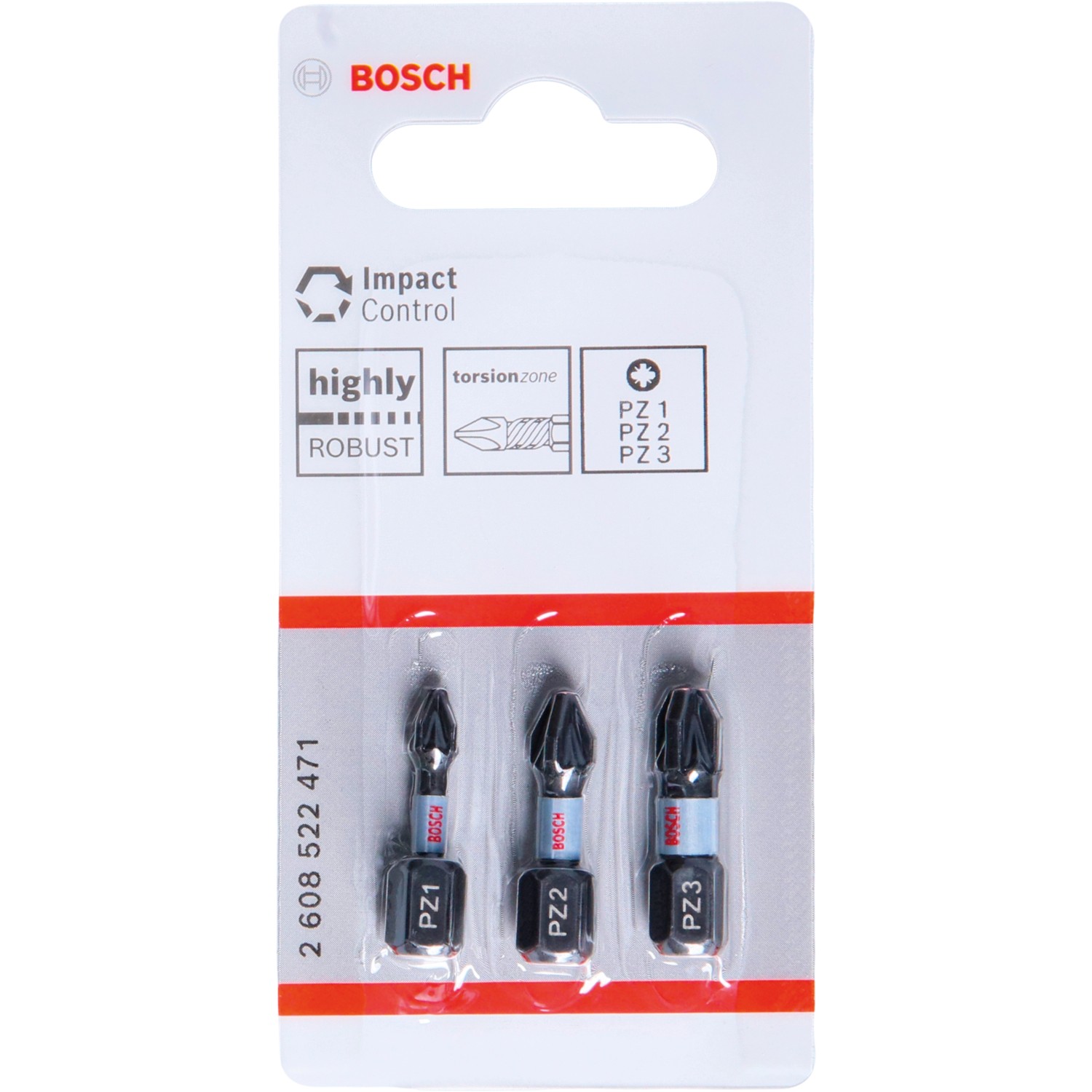 Bosch Schrauberbit-Set Impact Control PZ1-3 25 mm 3-tlg.