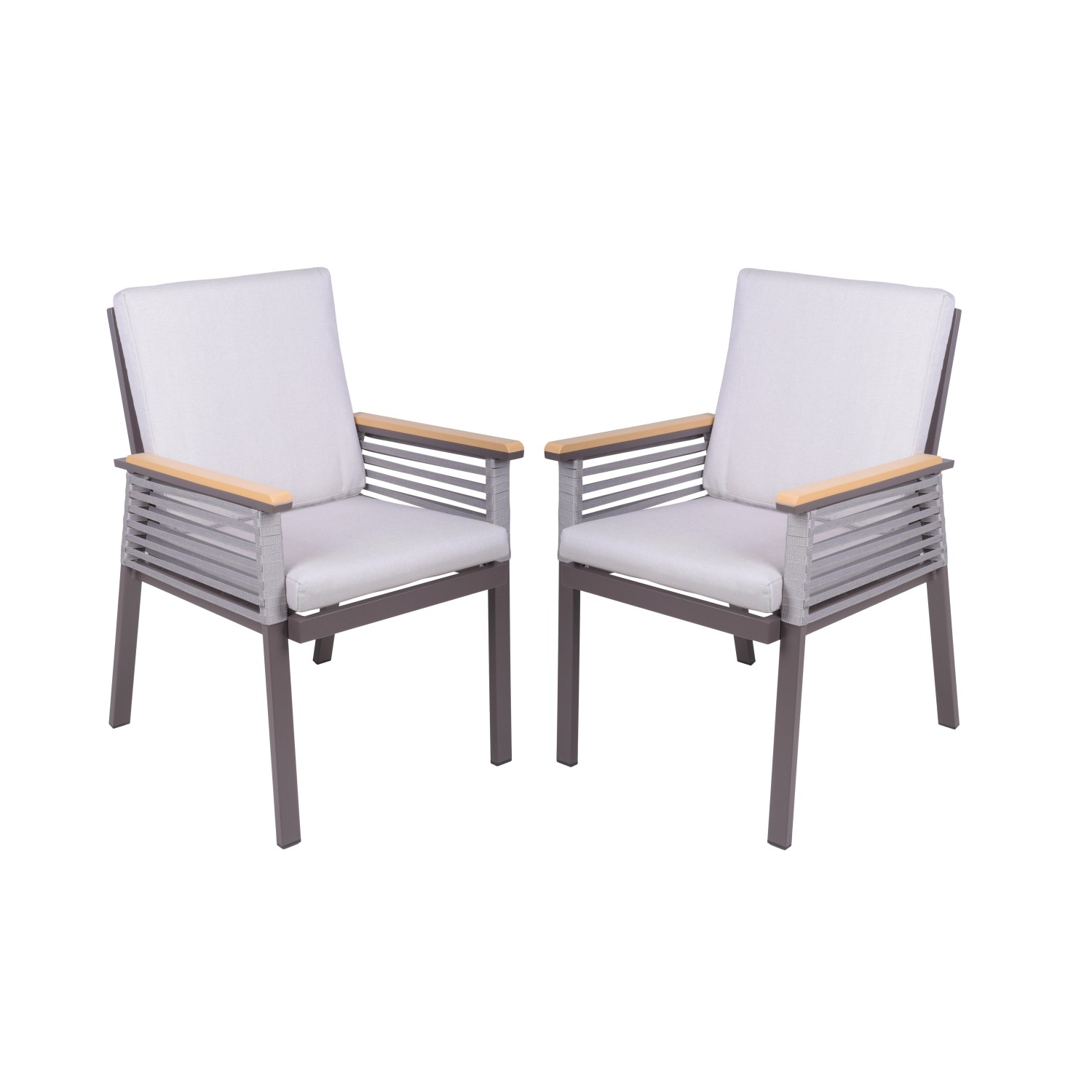 Garden Pleasure Stuhl Denia mit Auflage 2er Set 86 x 56 x 63 cm Hellgrau