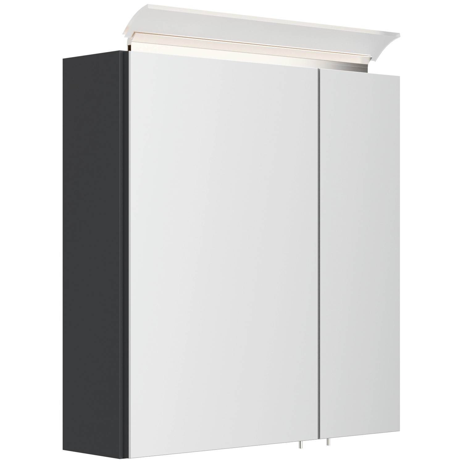 Posseik Spiegelschrank inkl. Design LED-Lampe u. Glasböden 60 cm Grafit