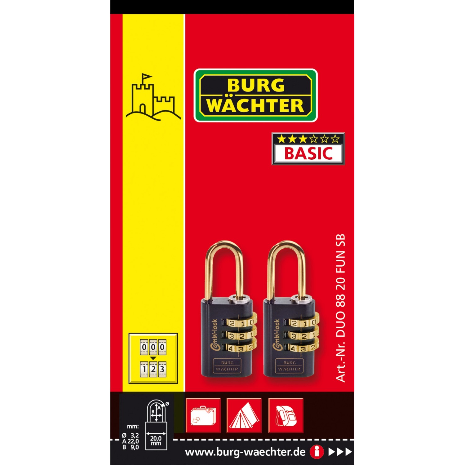 Burg Wächter Schloss-Set Duo Fun 88 20