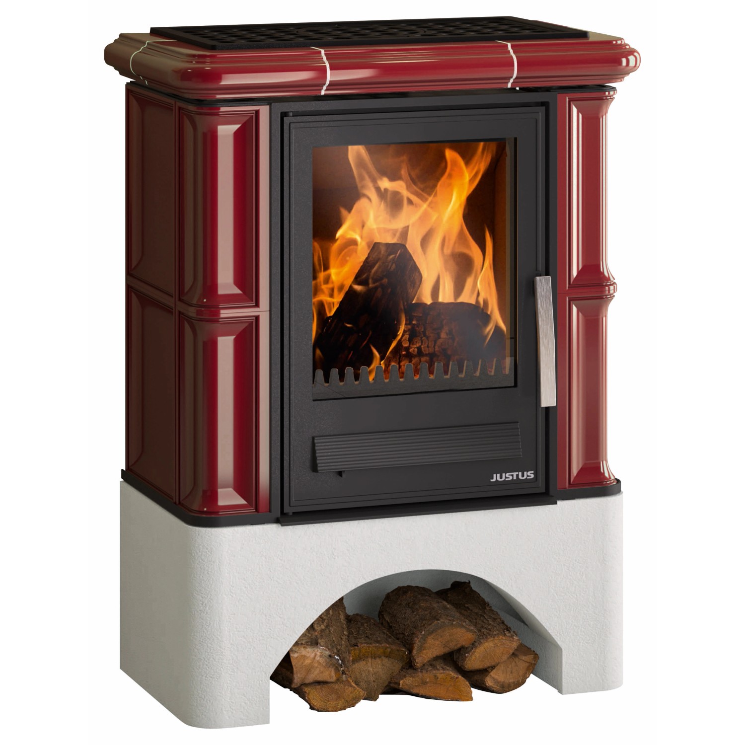 Justus Bavaria Kaminofen Keramik Bordeauxrot 7 kW