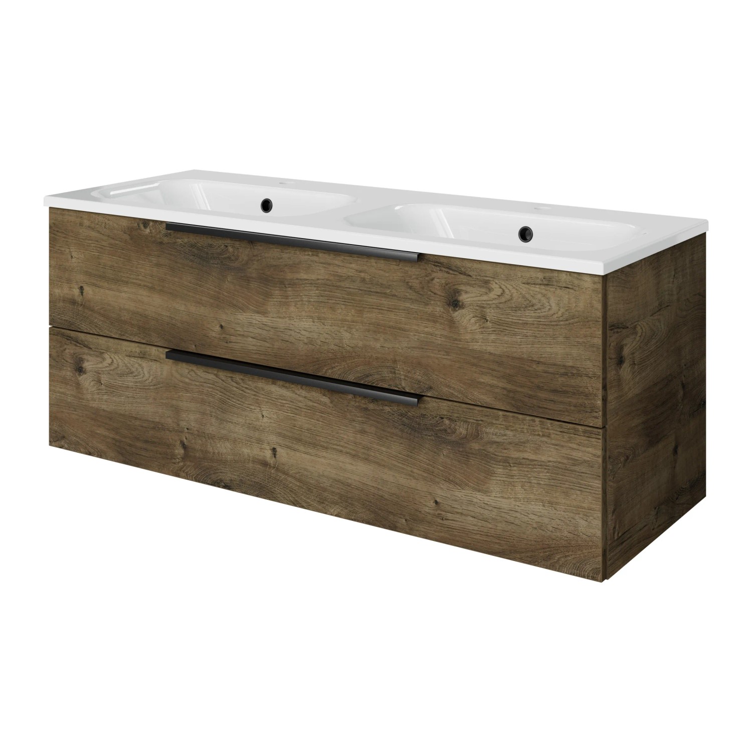 Pelipal Badmöbel-Set Quantum 07 Eiche Ribbeck Quer 121 cm 2 Auszüge Doppel-WT