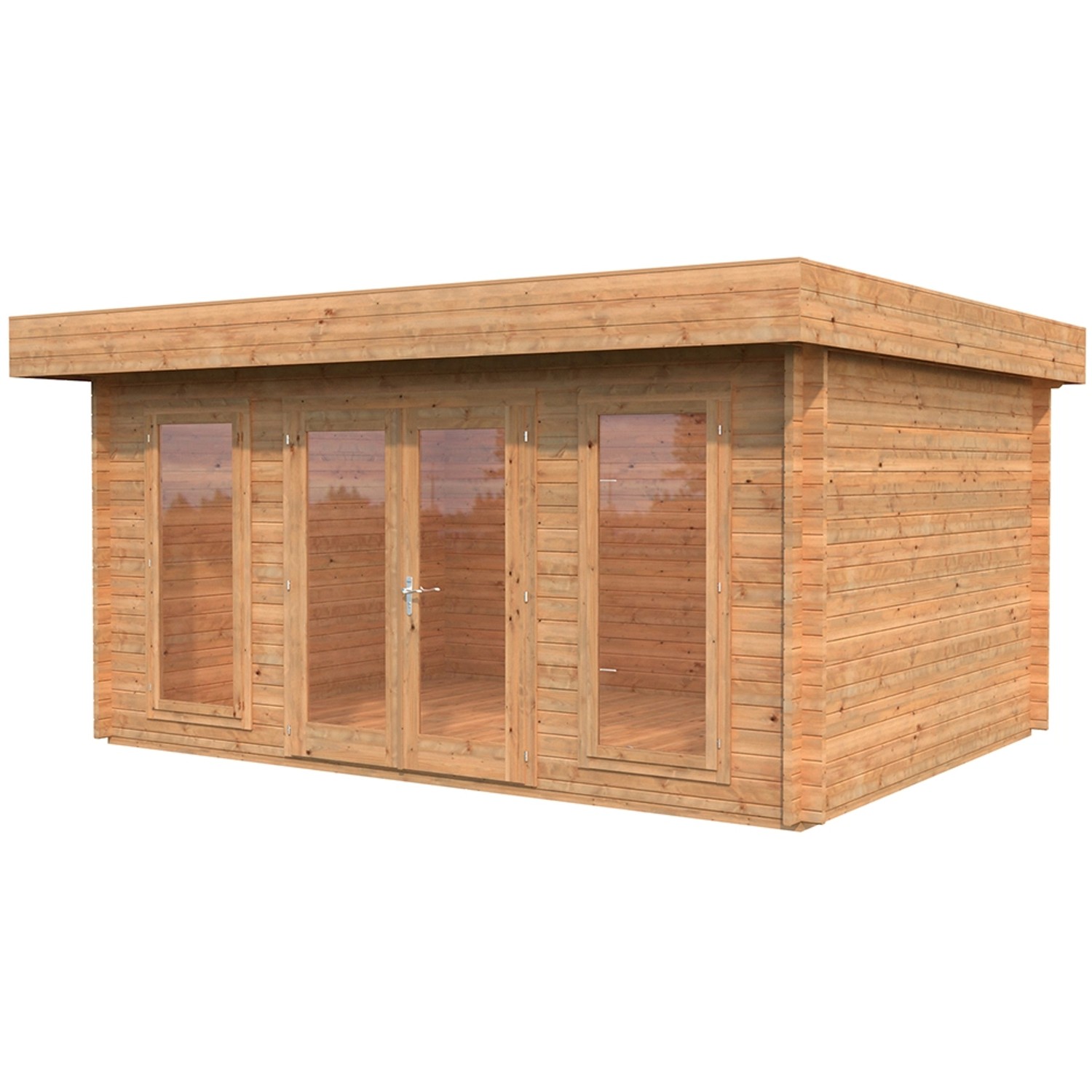Palmako Bret Holz-Gartenhaus Braun Flachdach Tauchgrundiert 502 cm x 338 cm