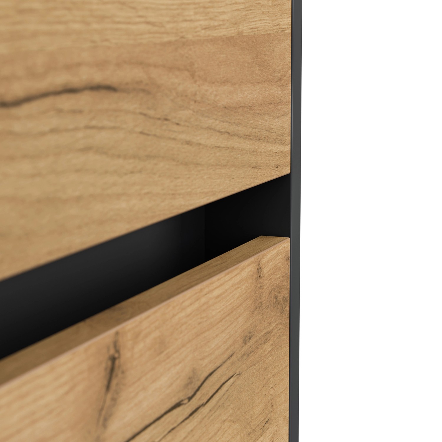 Posseik Sideboard Industrial N 3 Schubladen 2 Türen 140 cm Grafit Eiche Front