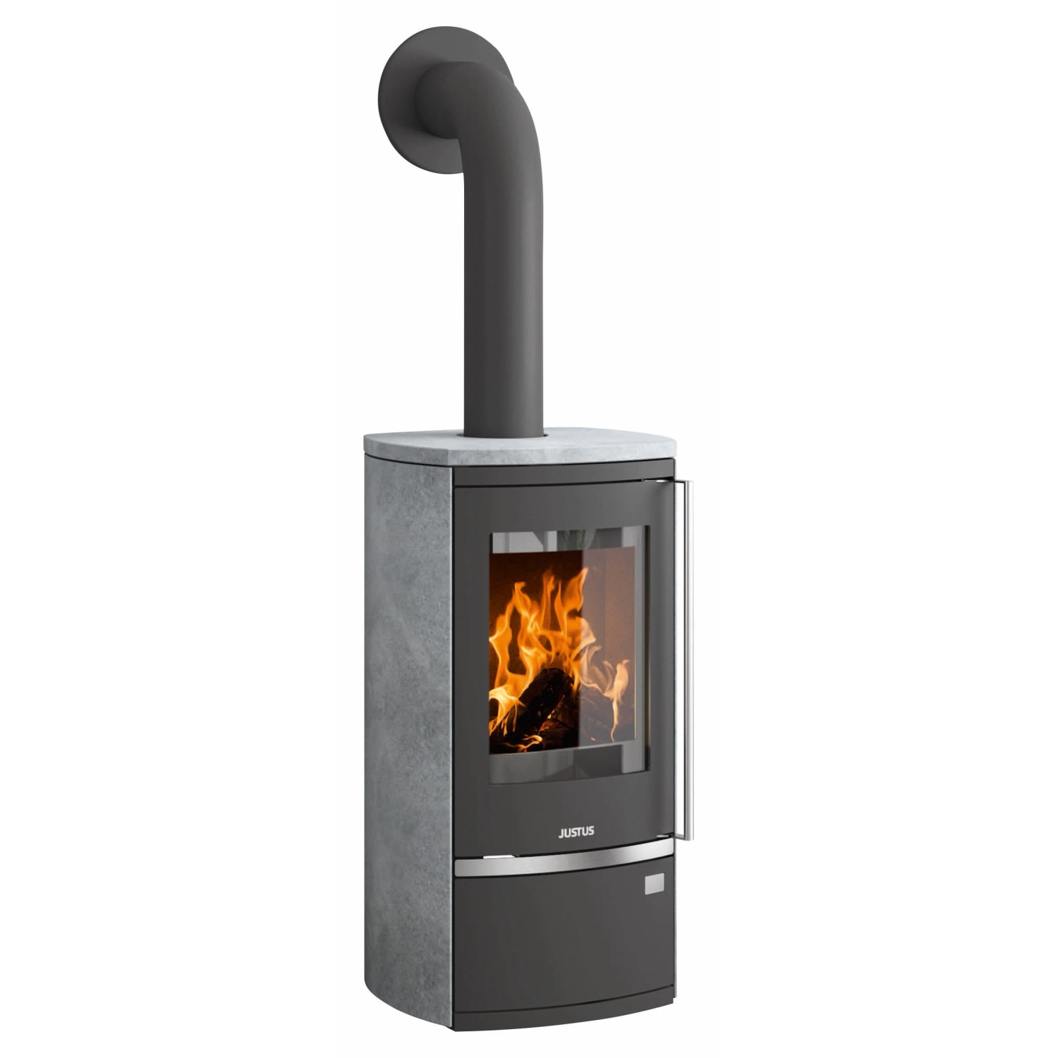 Justus Dauerbrand-Kaminofen Reno R Speckstein Gussgrau 6kW mit Automatik