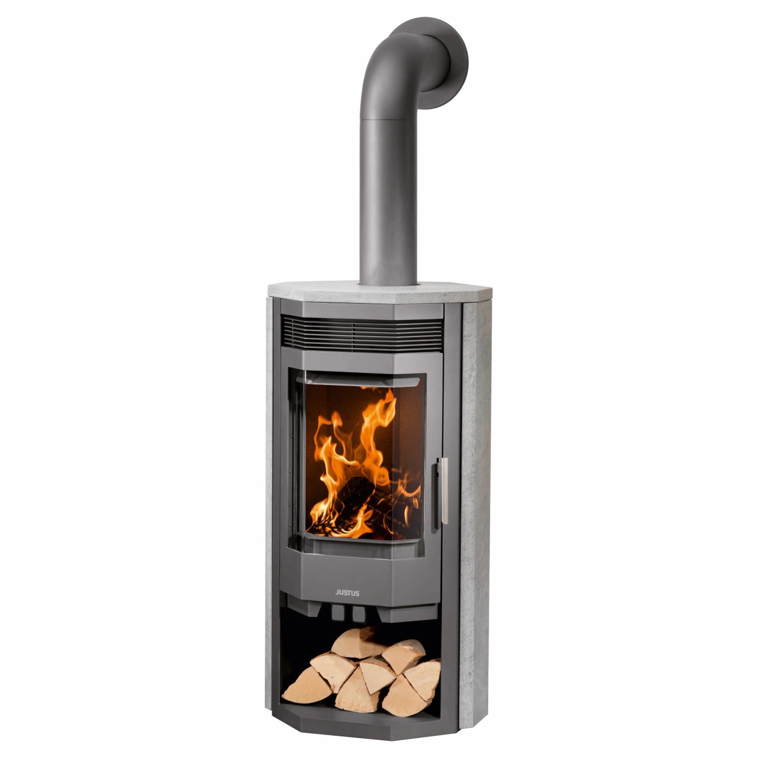 Justus Kaminofen Usedom 7 Gussgrau 7 kW Specksteinverkleidung