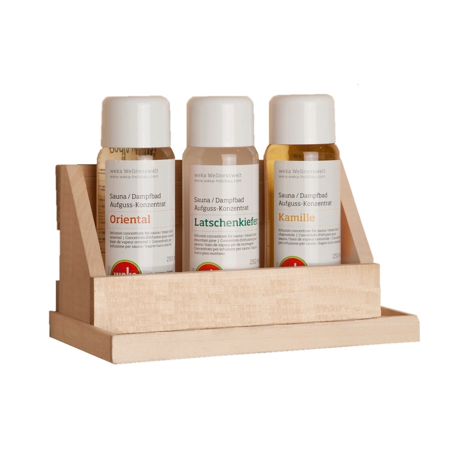 Weka Sauna-Aufguss-Konzentrat-Set Sparset Aufgusskonzentrate und Wandregal