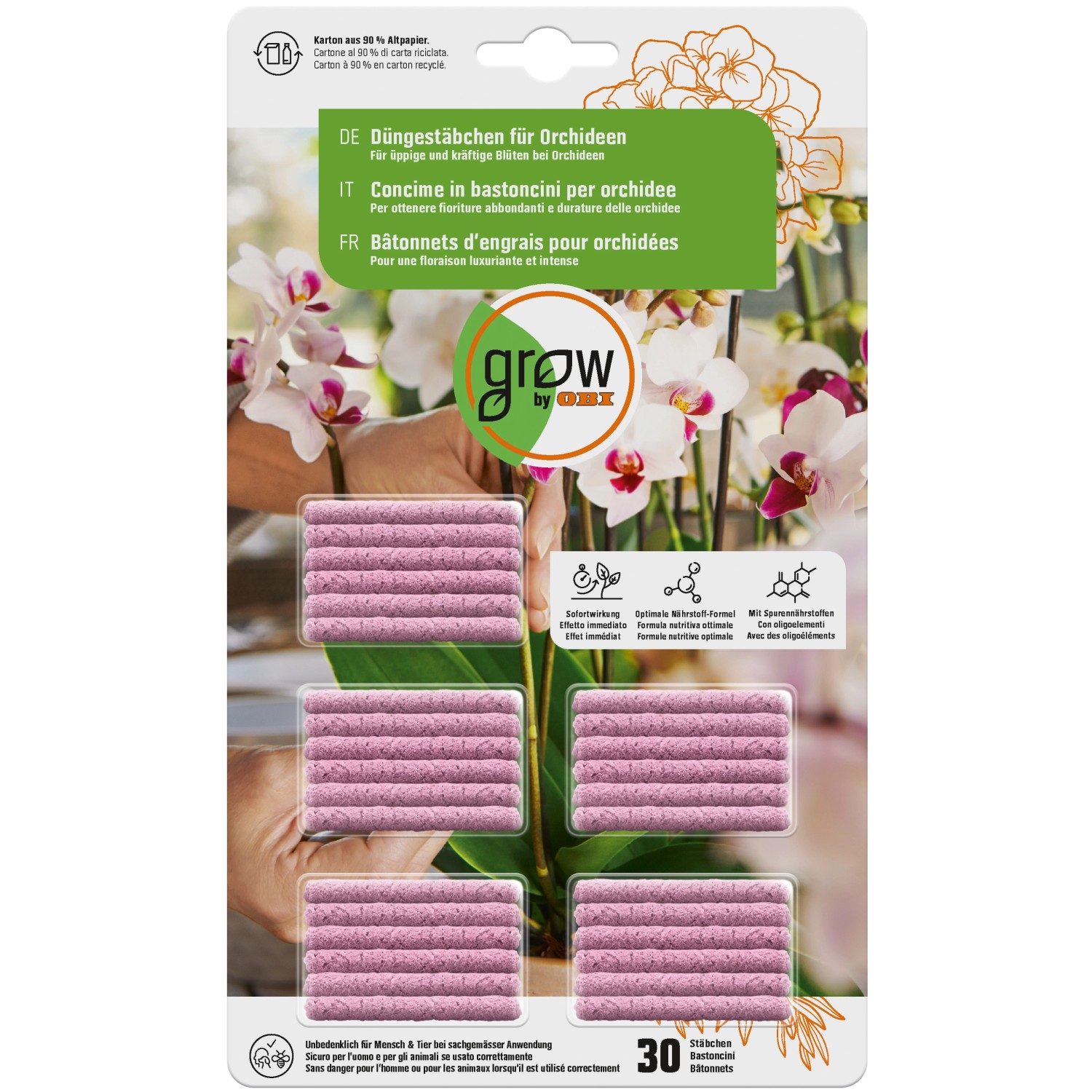 GROW by OBI Düngestäbchen für Orchideen, 30 Stück