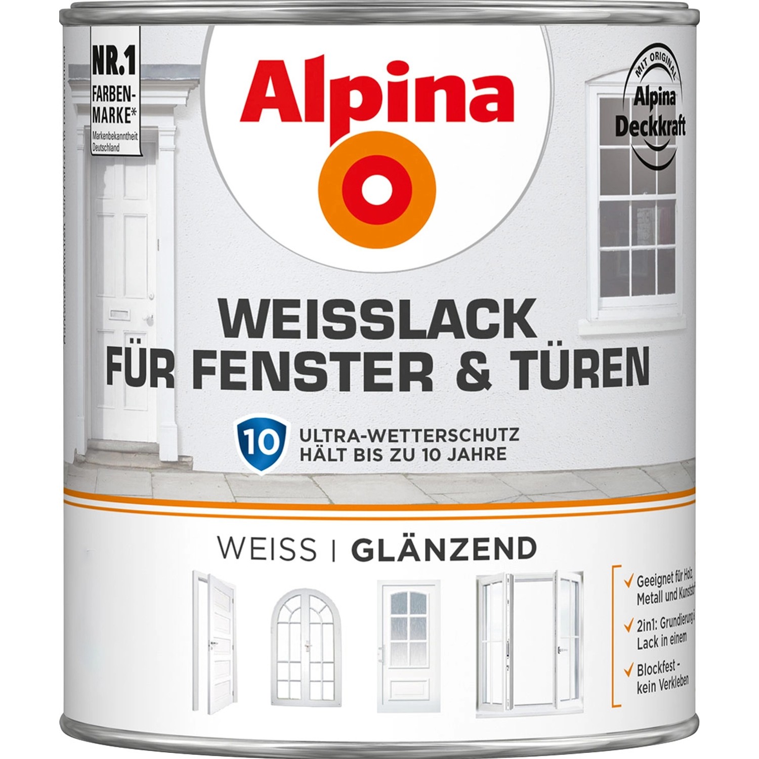 Alpina Weißlack für Fenster & Türen glänzend 750 ml