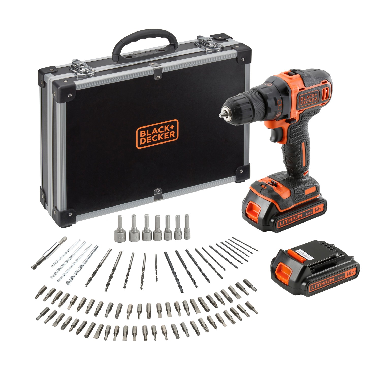 Black+Decker 18 V Akku-Bohrschrauber BDCDD186BAC inkl. 1,5 Ah Akkus mit Koffer