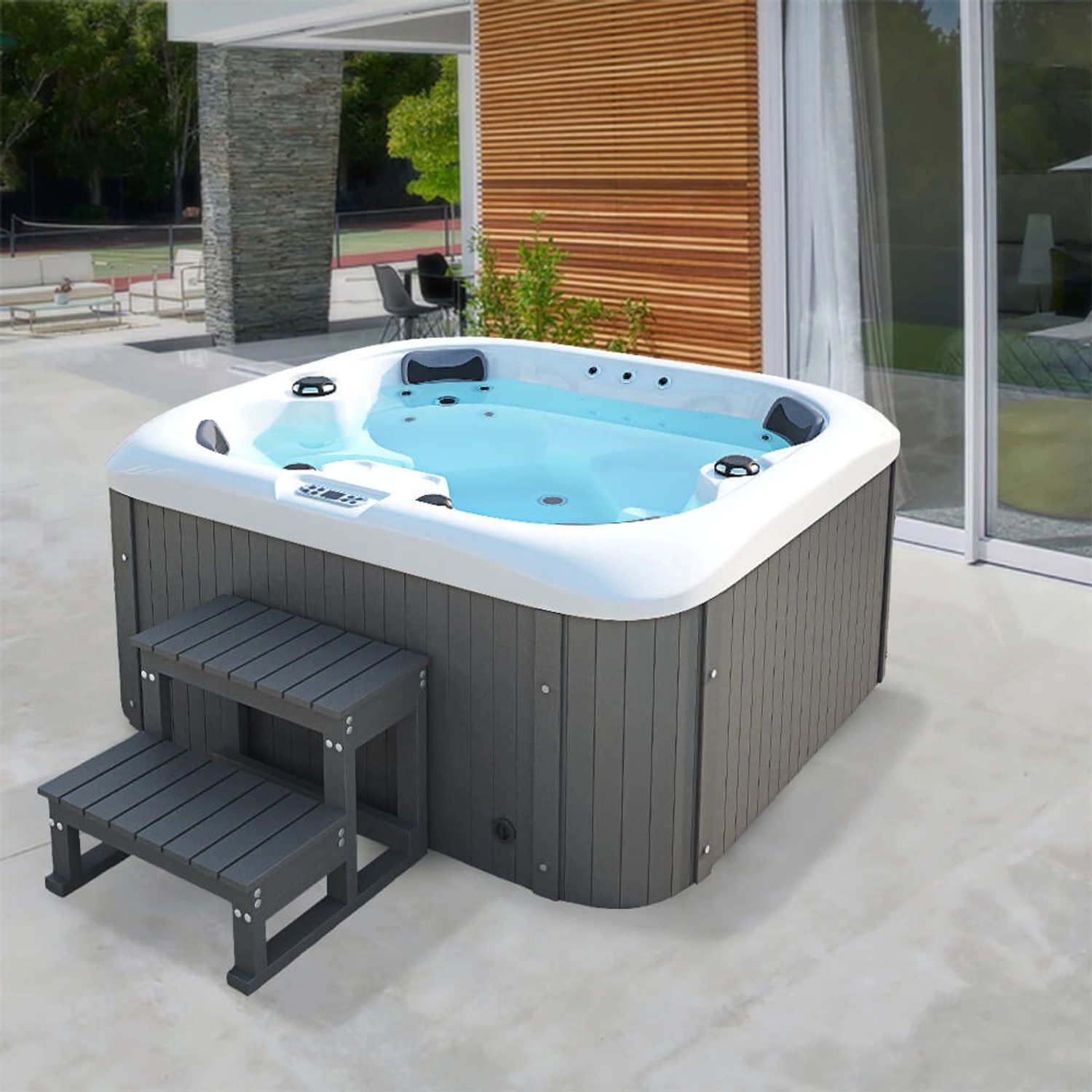 Home Deluxe Outdoor Whirlpool Sea Star Pure 180 x 160 x 79 cm Dunkelgrau-Weiß