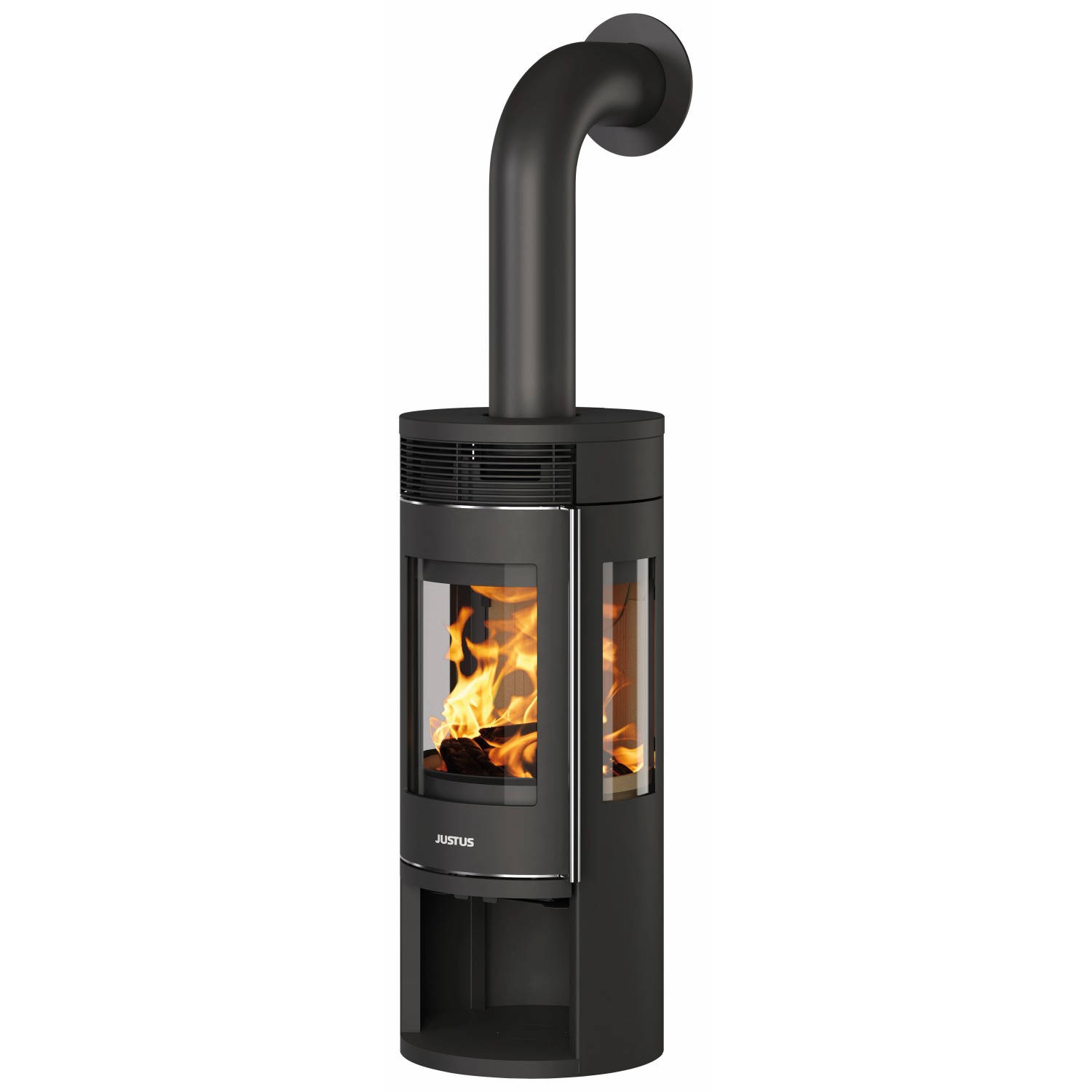 Justus Kaminofen Mino Trios 2.0 Stahl Schwarz mit Abdeckplatte 5 kW