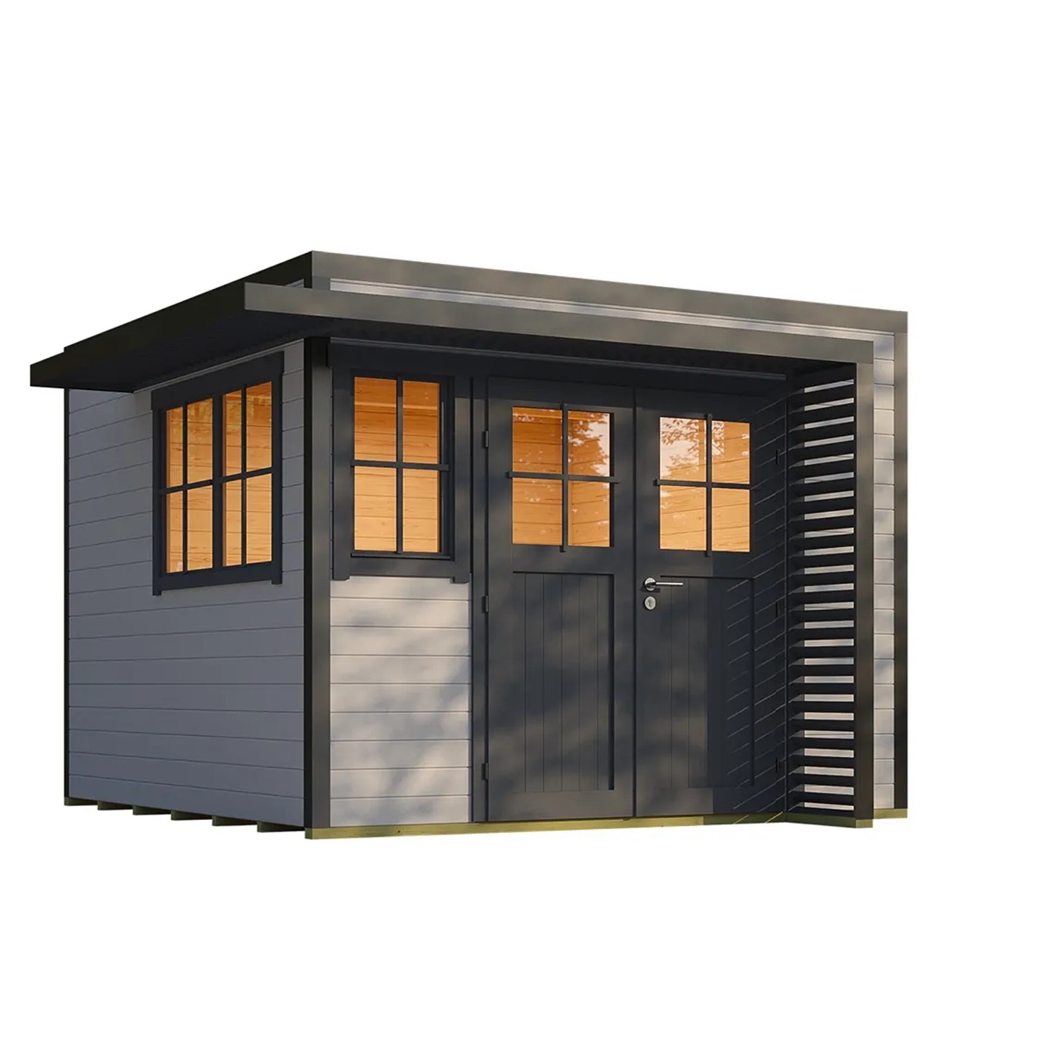 Weka Gartenhaus Amberley 2 Fenster Grau-Anthrazit 300 cm x 300 cm