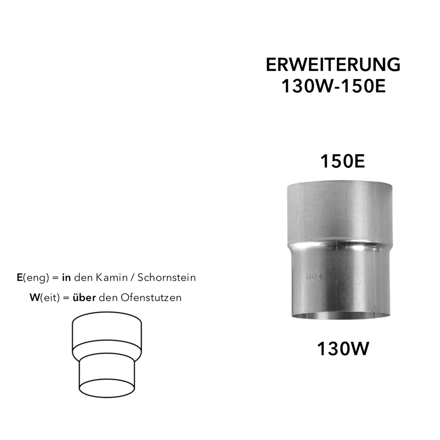 Bertrams Ofenrohrerweiterung 130 W-150 E FAL - Stahlblech Feueraluminiert
