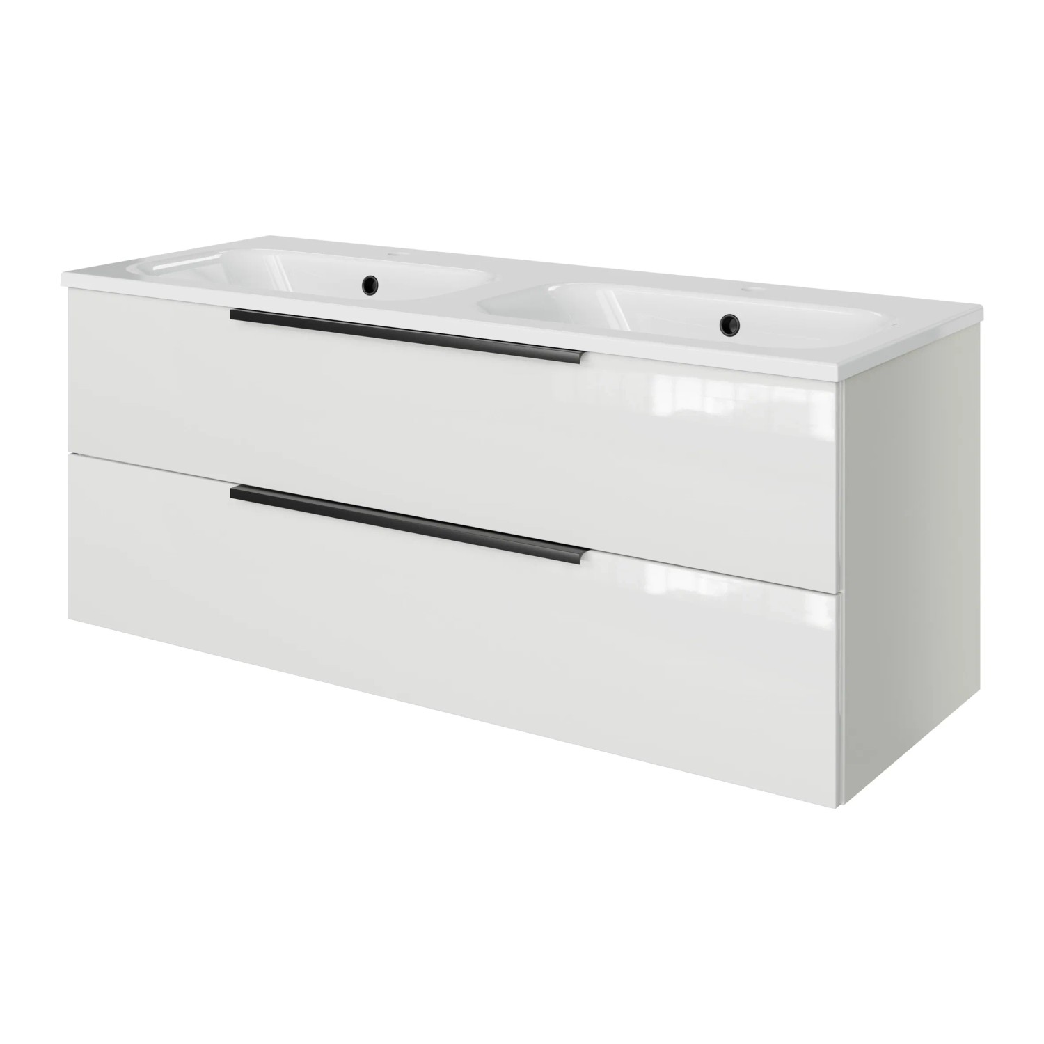 Pelipal Badmöbel-Set Quantum 07 Schneeweiß Glanz 121 cm 2 Auszüge Doppel-WT