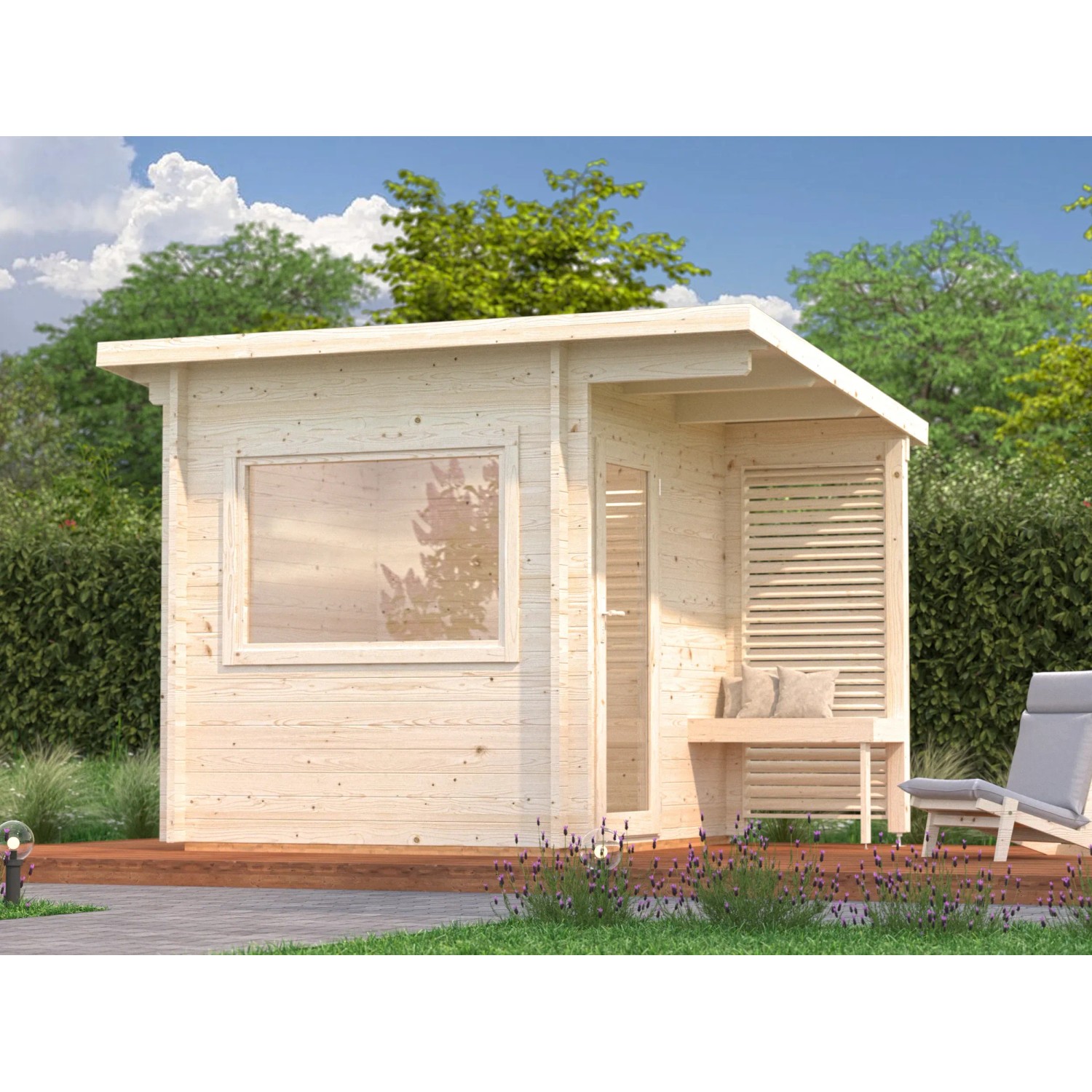 Palmako Sauna Sanna 210 x 210 cm Lackiert Grau-Weiß FSC®