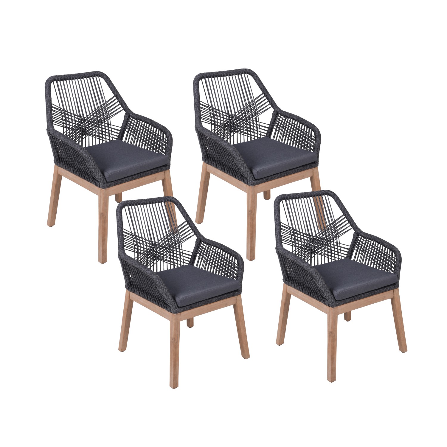 Garden Pleasure Stuhl Pomona 4er Set 84 cm x 68 cm x 62 cm Anthrazit-Braun FSC®