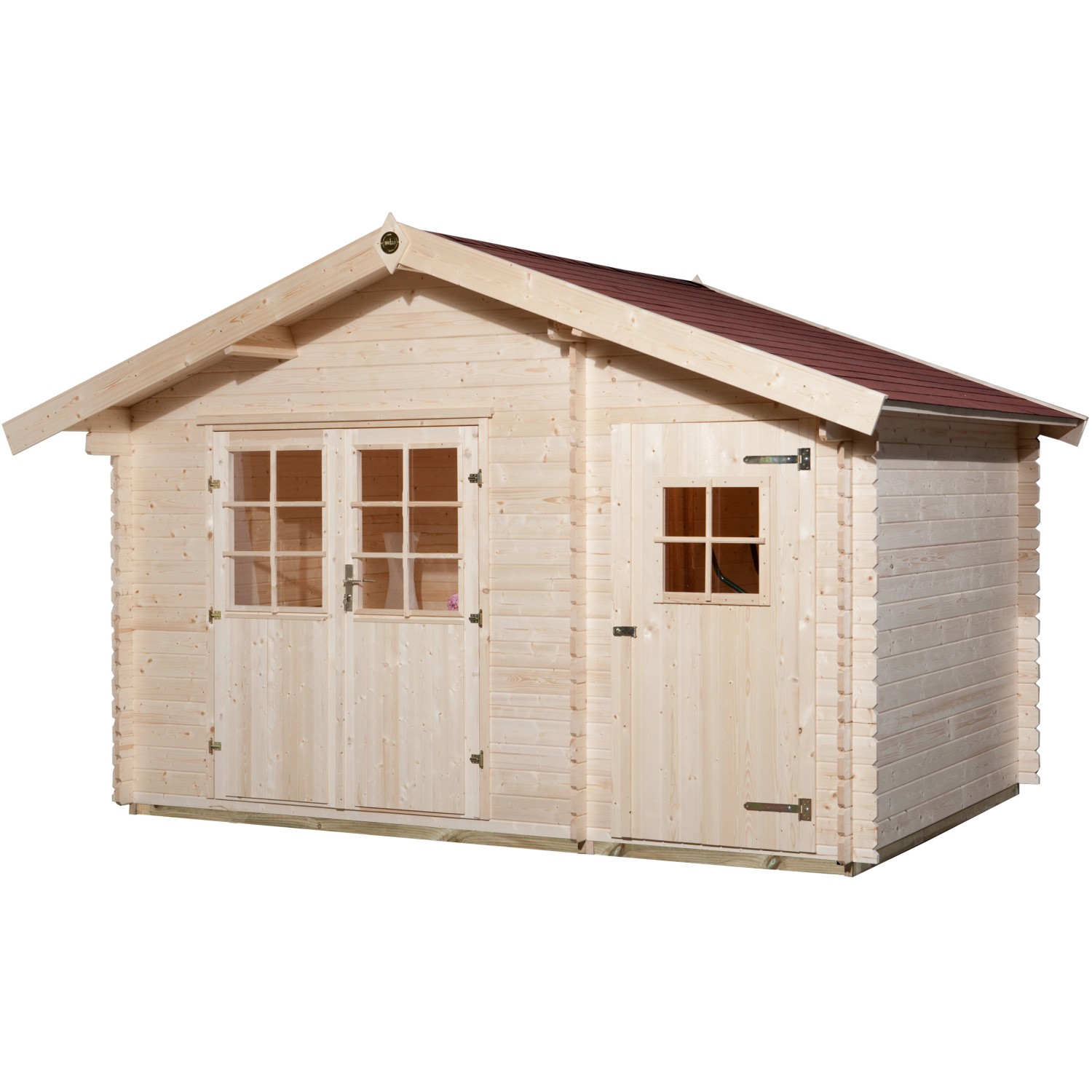 Weka Holz-Gartenhaus Brixen mit Satteldach Natur B x T: 370 cm x 200 cm