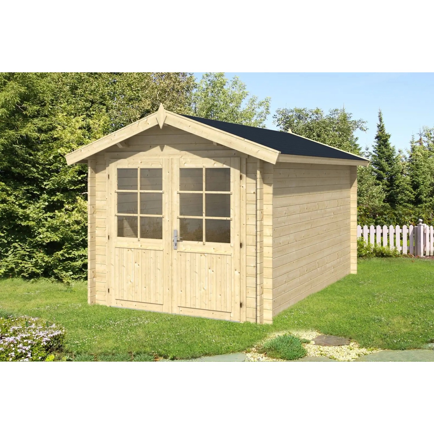 Alpholz Gartenhaus Bremen-28 C Satteldach Unbehandelt 230 cm x 374 cm