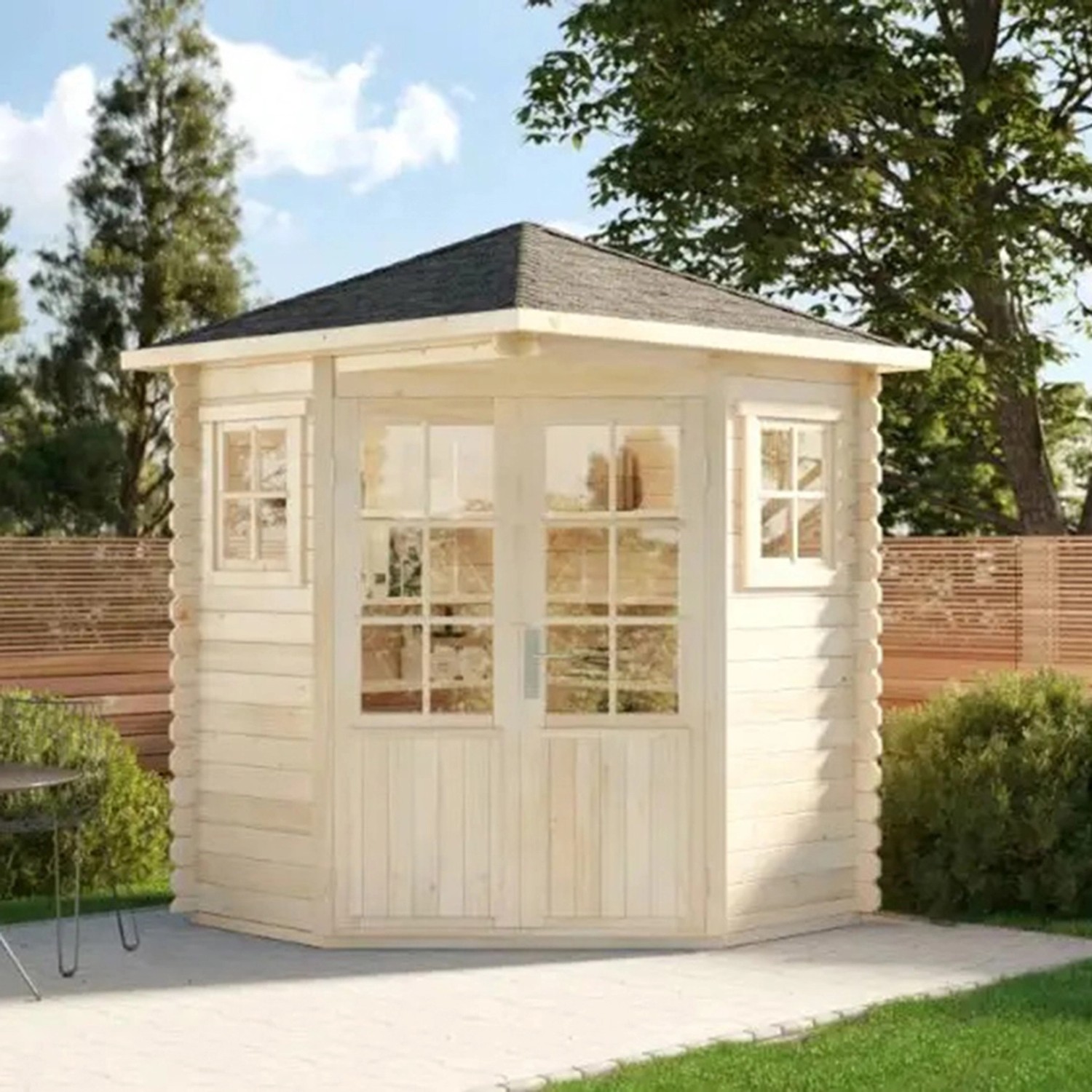 Alpholz 5-Eck Gartenhaus Sunny-A Natur 200 cm x 200 cm, imprägniert