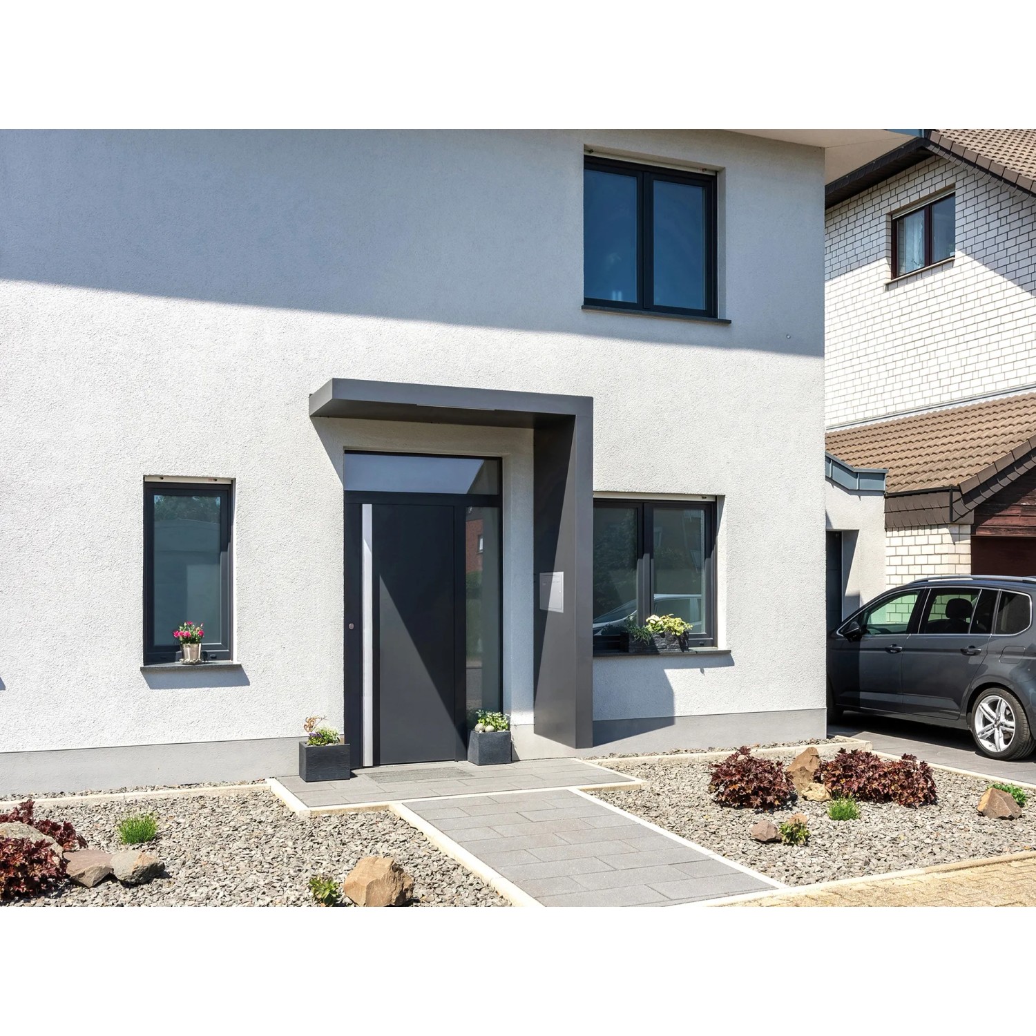 Gutta Rechteckvordach BS PLUS 160 x 90 cm Seite Rechts und Briefkasten Edelstahl