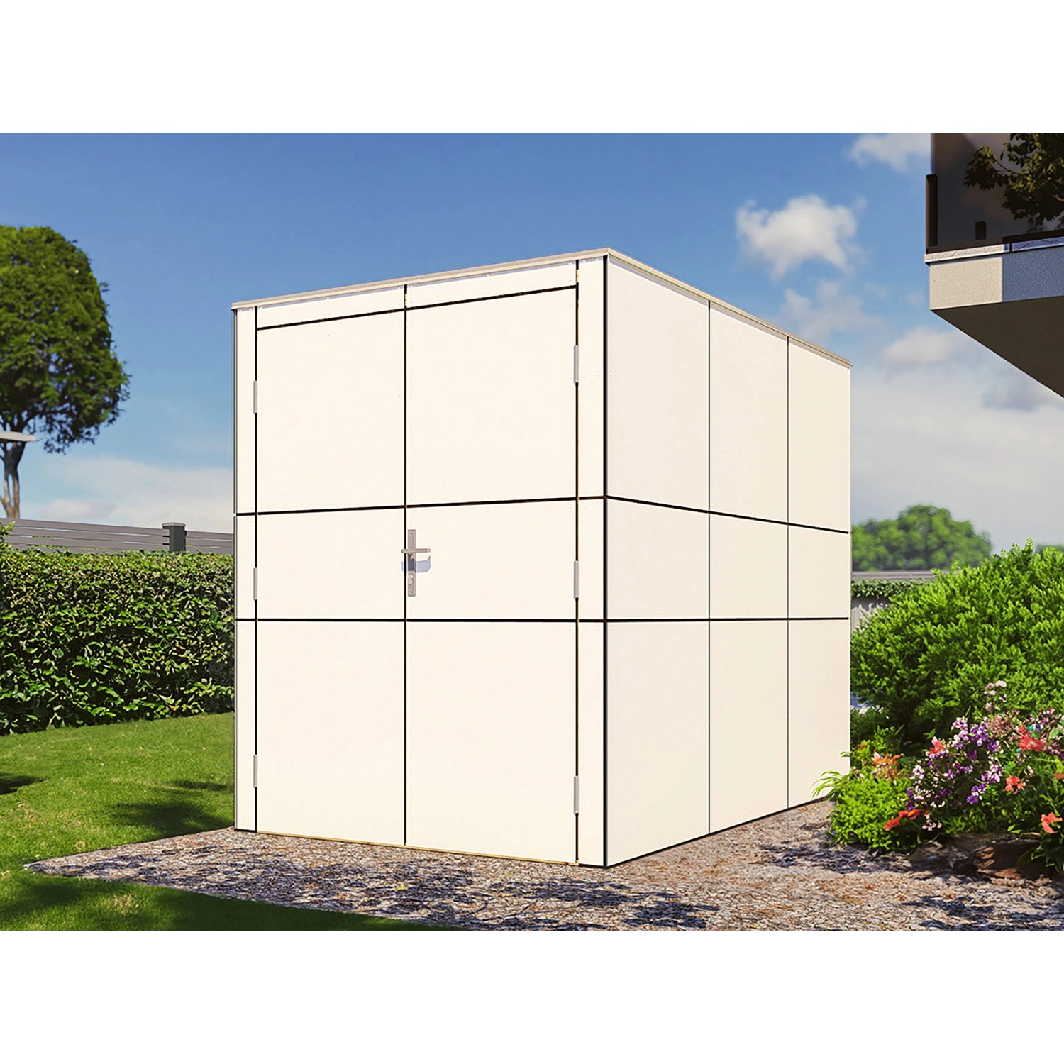 Bertilo Gartenhaus HPL Bike Port 155 cm x 229 cm Weiß FSC®