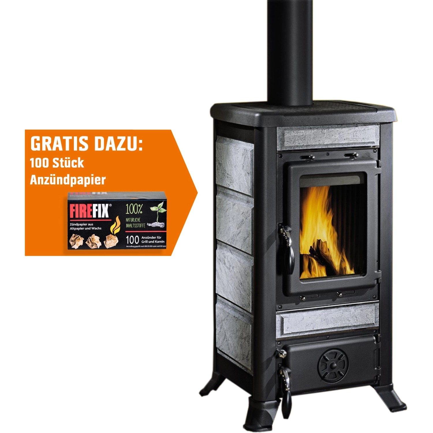 La Nordica Kaminofen Fulvia Kachel Naturstein 6 kW EEK: A+