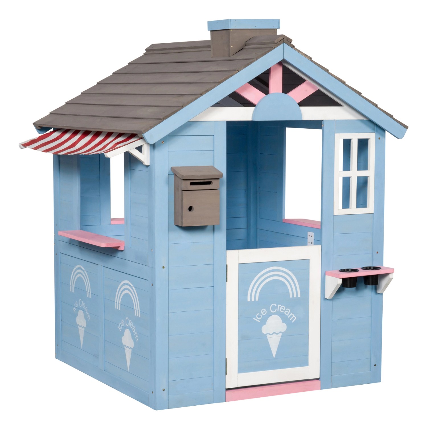 Swing King Spielhaus Icecream 136 cm x 120 cm x 108 cm Blau-Rosa FSC®