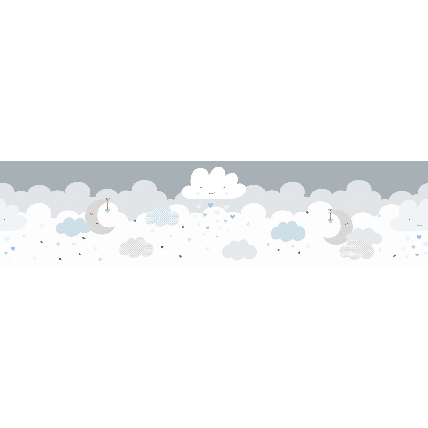 A.S. Création Borte selbstklebend Wolken Kinderzimmer 5 m x 15 cm Grau-Blau