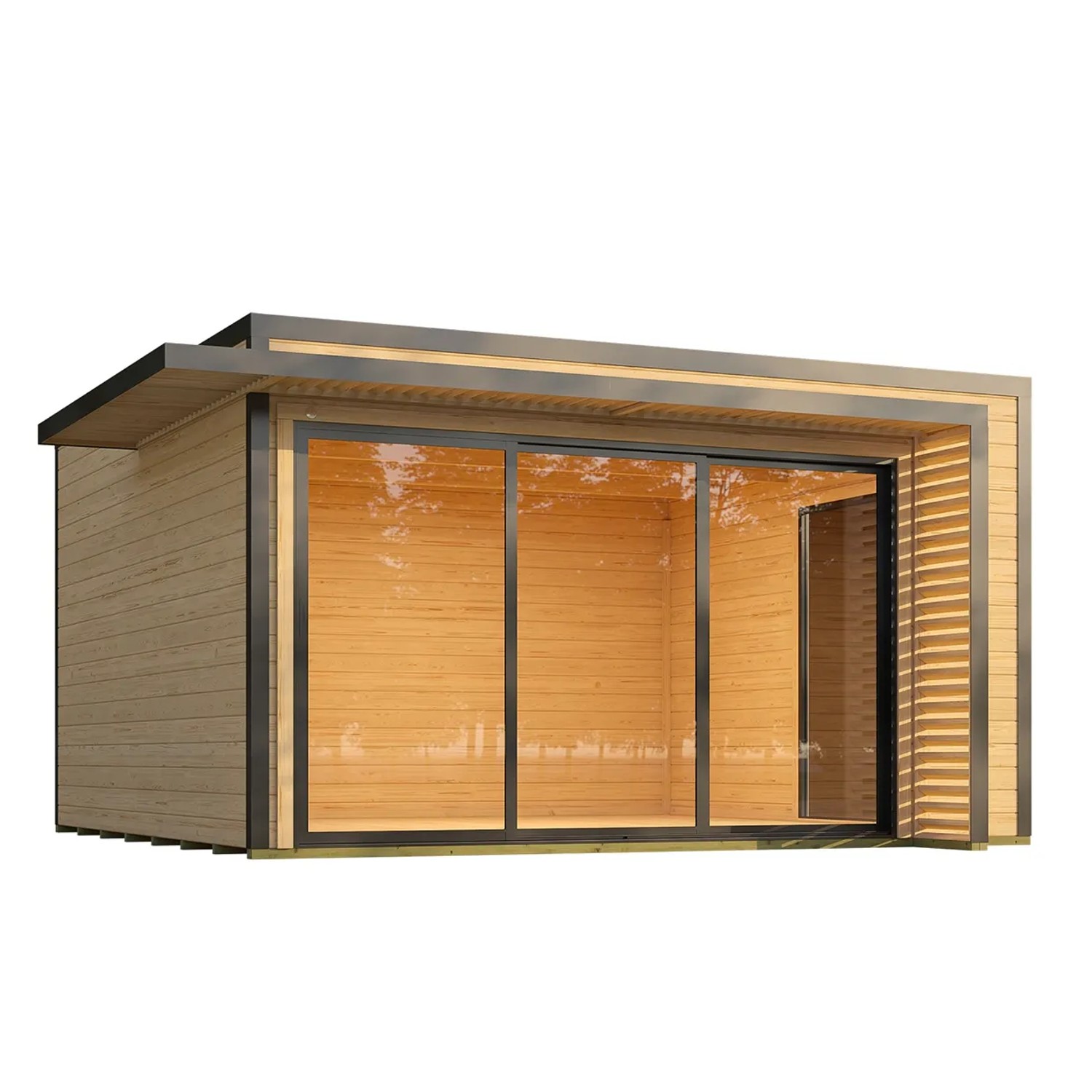 Weka Gartenhaus Amberley Schiebetür 2 Fenster Naturbelassen 400 cm x 400 cm