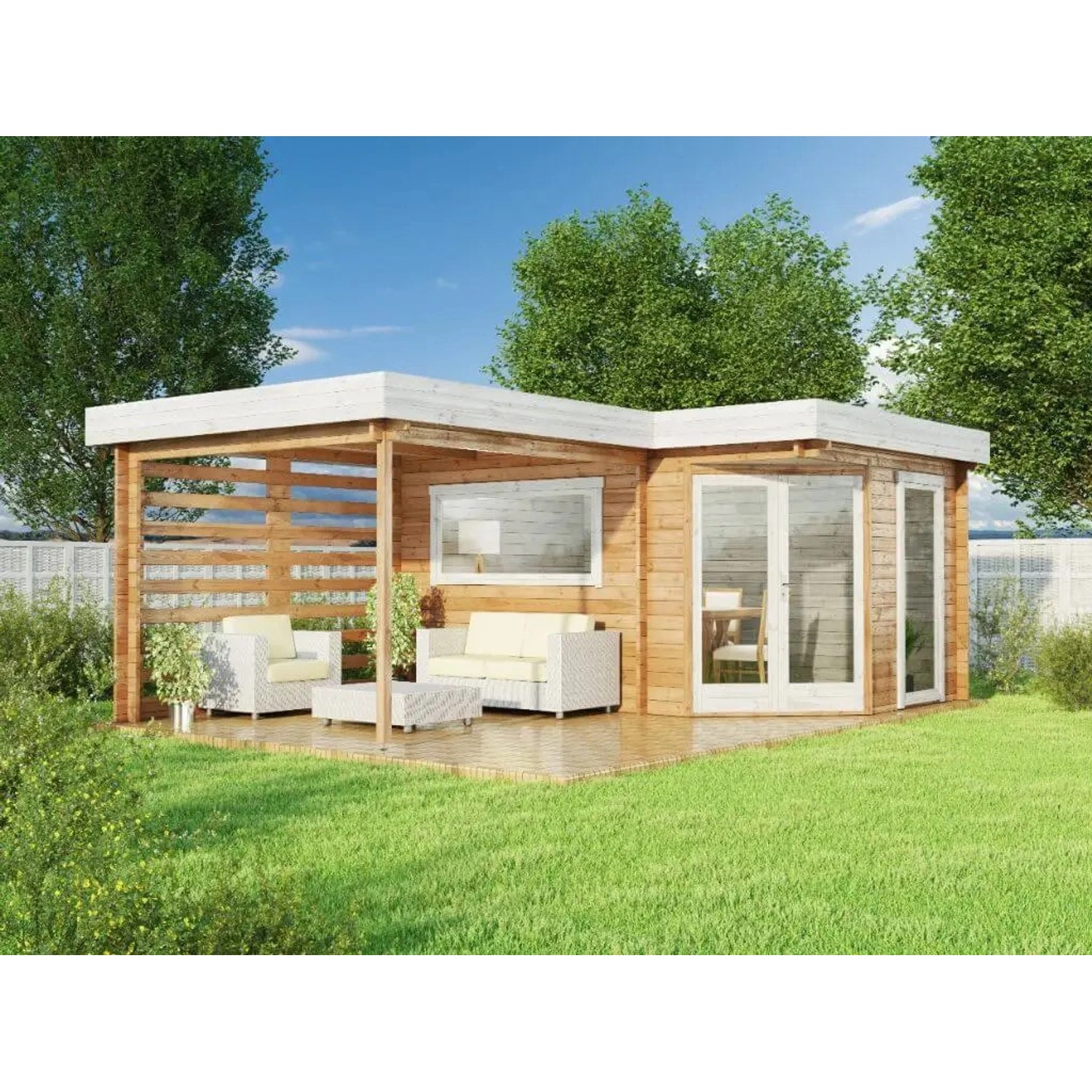 Alpholz Gartenhaus Pepe Optima Flachdach Imprägniert 578 cm x 422 cm