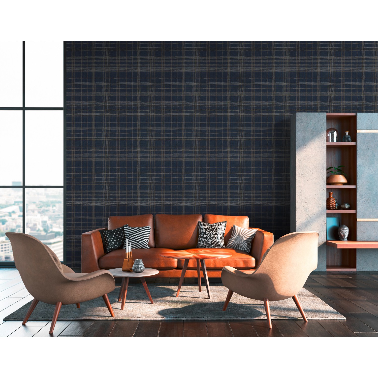 Metropolitan Stories II Vliestapete Karo schwarz gold FSC®