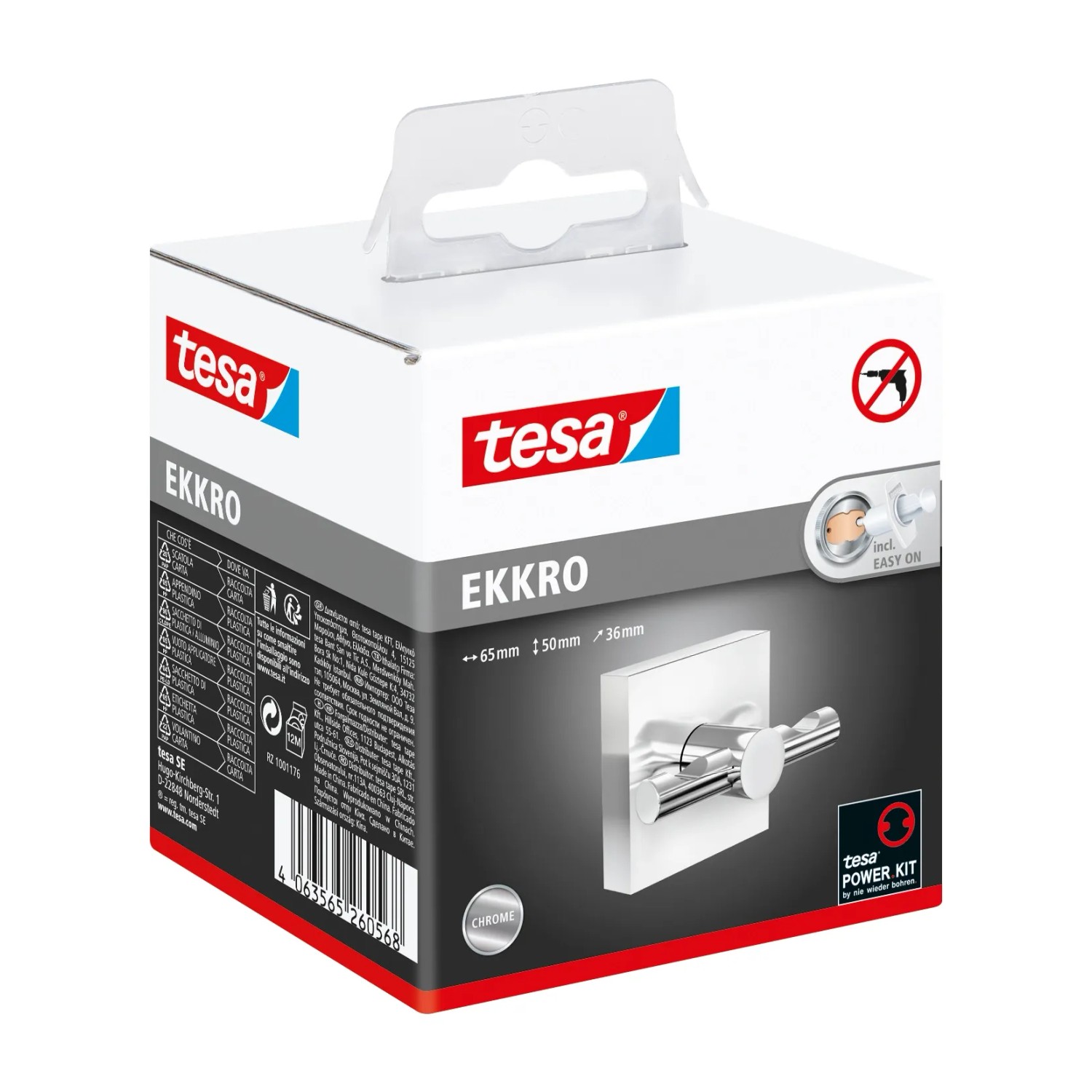 Tesa Bademantelhaken Ekkro Verchromt inkl. Klebelösung