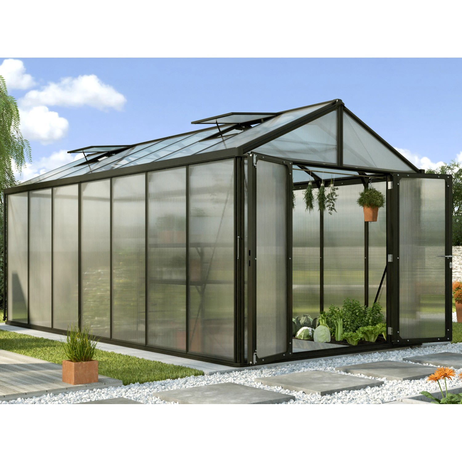 Vitavia Gewächshaus Zeus Comfort 13800 Schwarz 13,8 m²