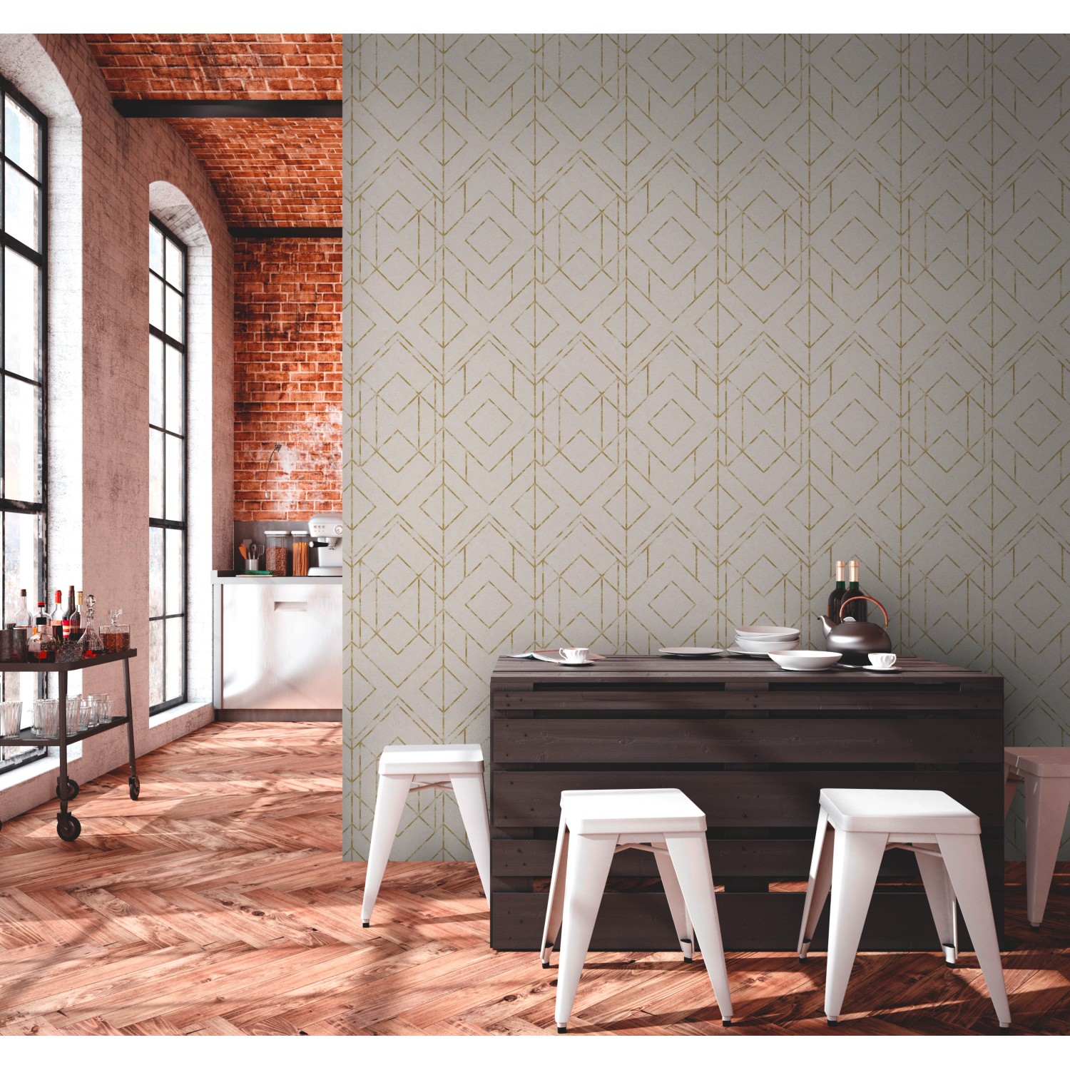 Metropolitan Stories II Vliestapete Grafik beige gold FSC®