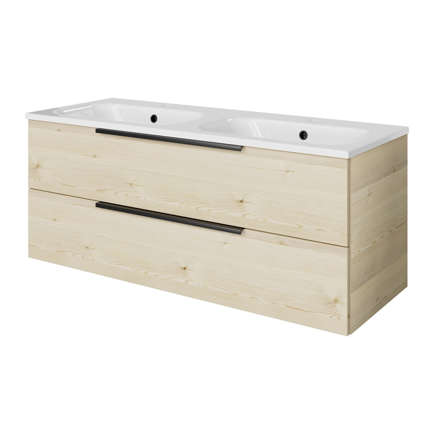 Pelipal Badmöbel-Set Quantum 07 Polar Pinie Quer 121 cm 2 Auszüge Doppel-WT