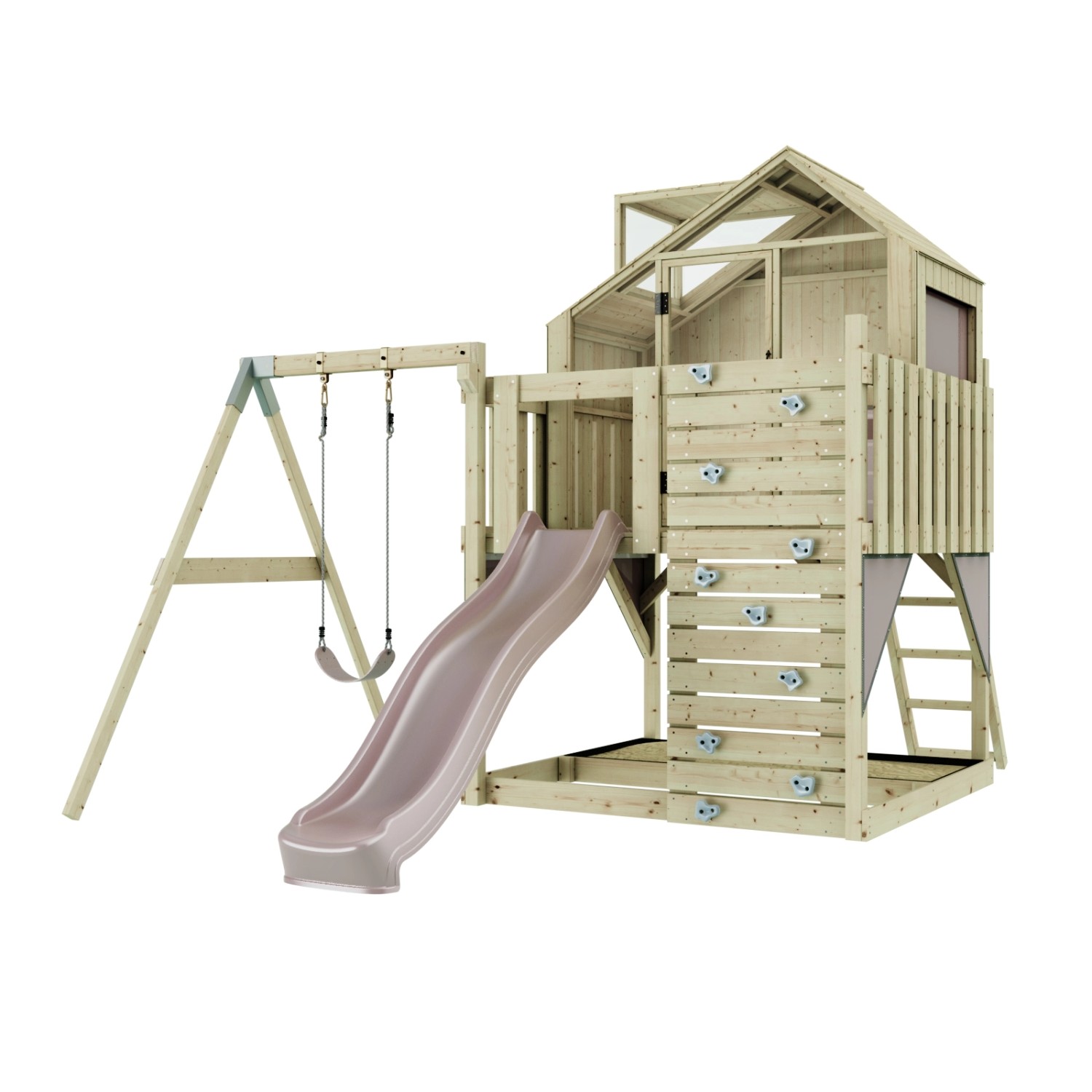 PolarPlay Spielturm Madita m. Kindersch. Altrosa