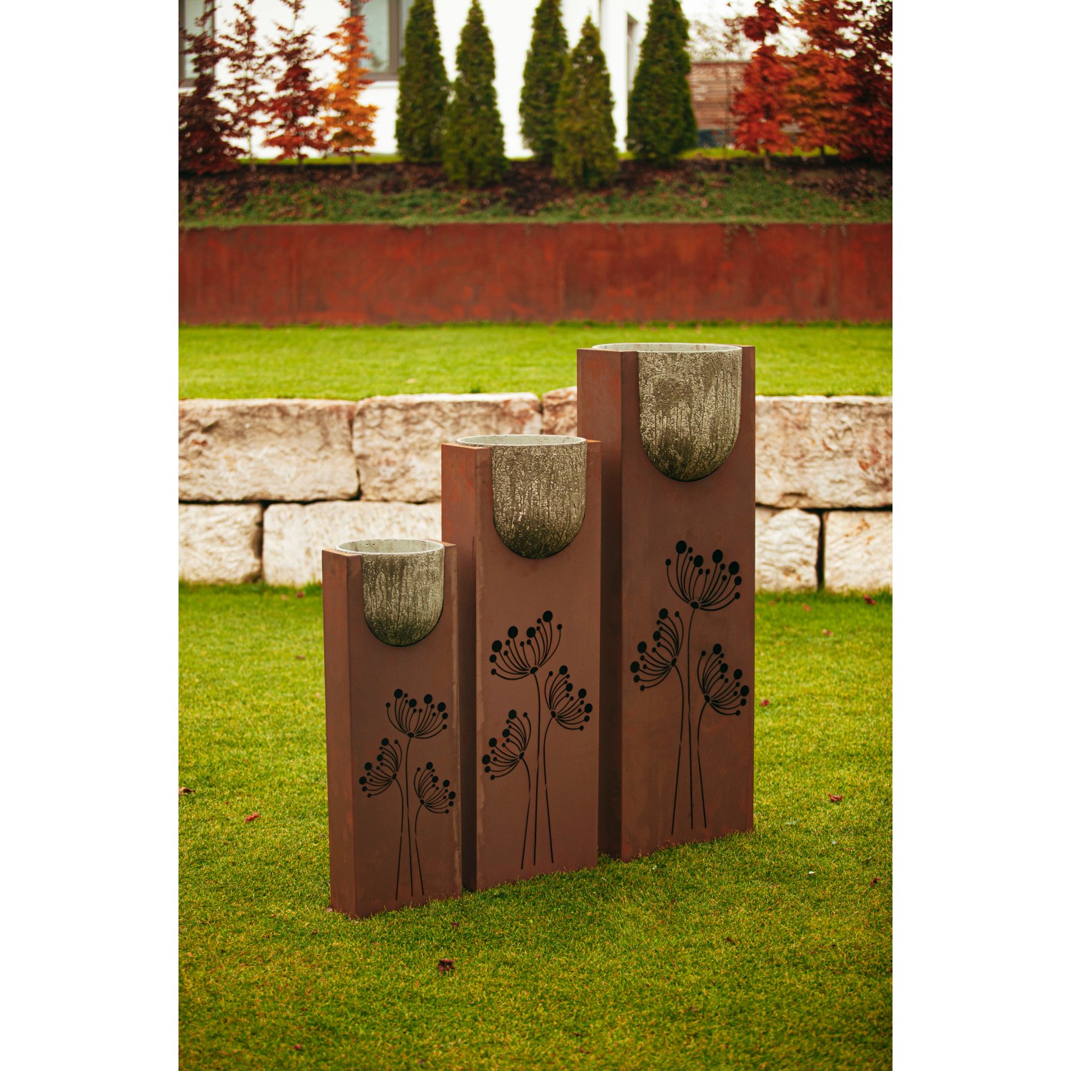 Ferrum Art Design Säulen-Set Stone 144 cm x 120 cm Rostoptik