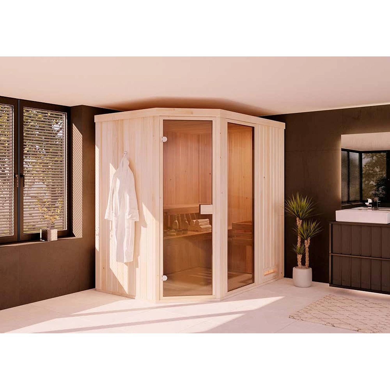 Finntherm Sauna Pearl 2015 Naturbelassen 194 cm x 144 cm