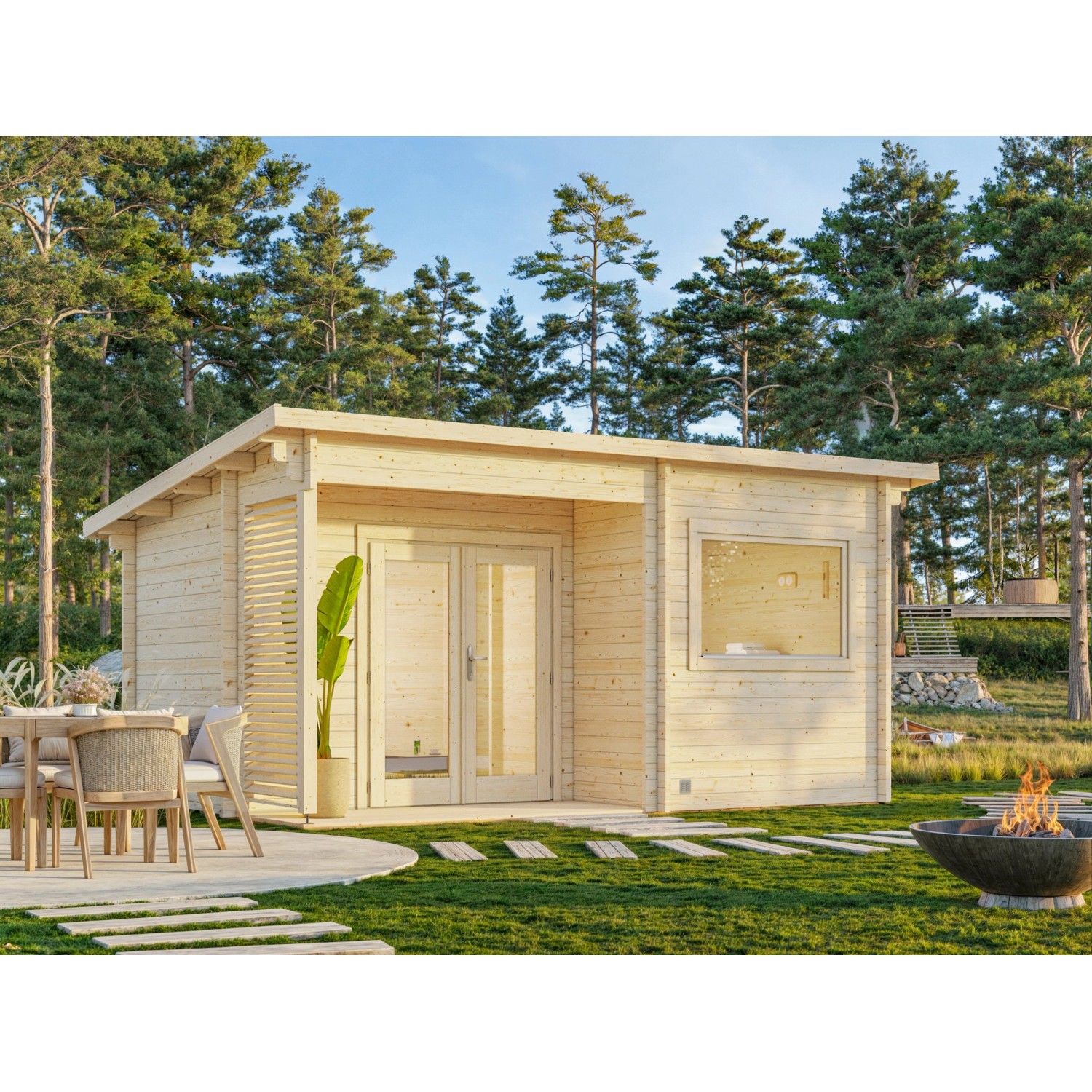 Palmako Sauna Sanna 480 x 320 cm Naturbelassen FSC®