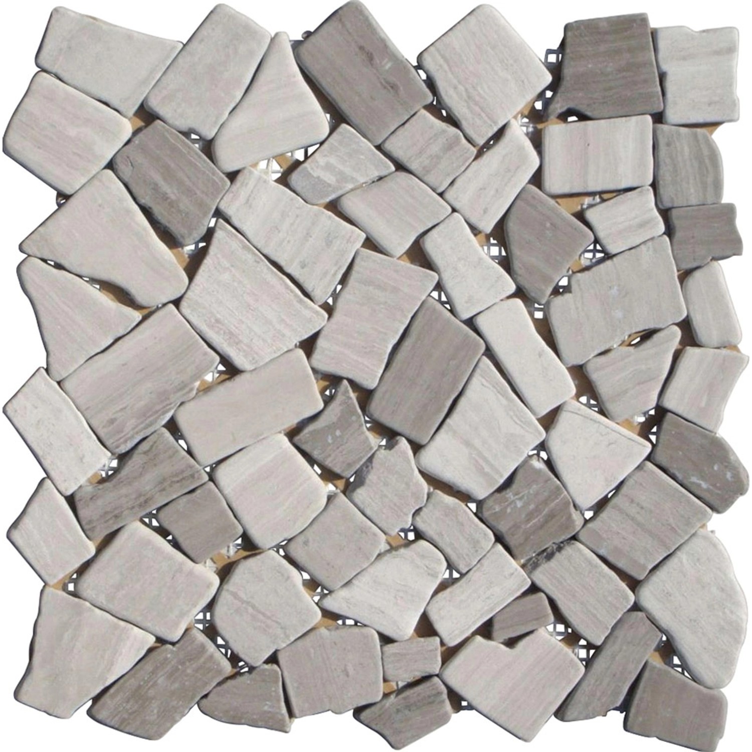 Marmormosaik Polygonal Matten Grey Stripes 30,5 cm x 30,5 cm