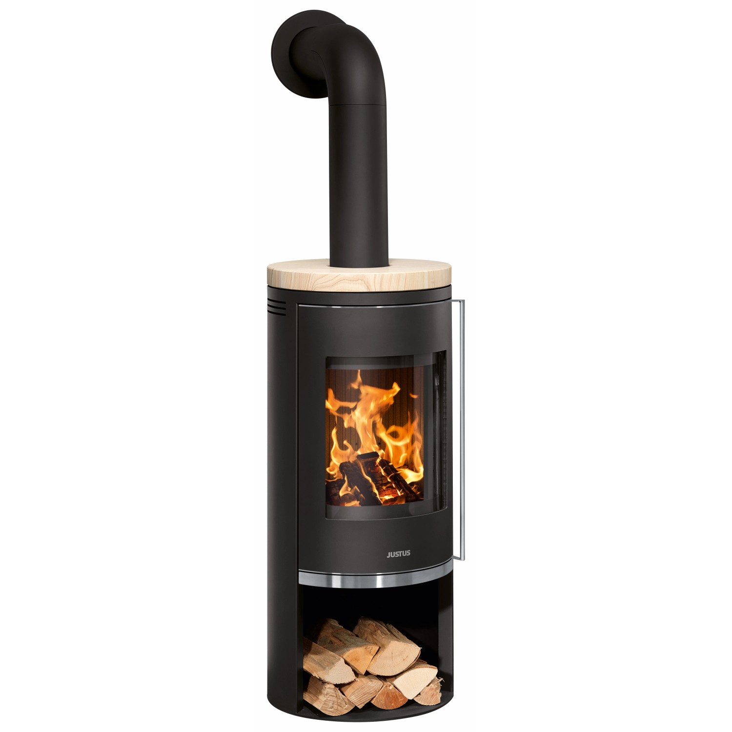 Justus Kaminofen Faro 2.0 Stahl Schwarz mit Sandstein Beige 6 kW
