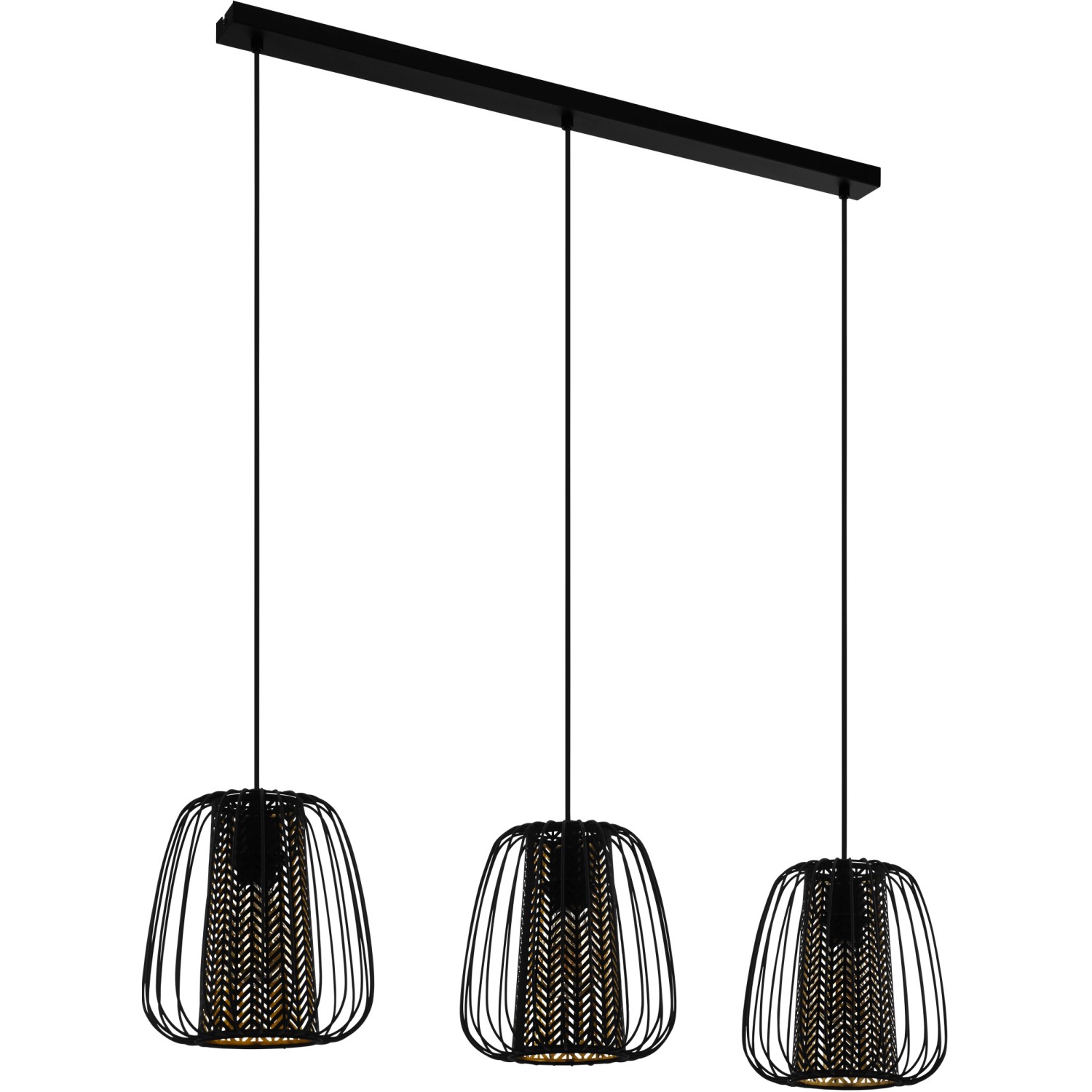 Eglo Pendelleuchte Curasao 3-flammig Schwarz-Gold