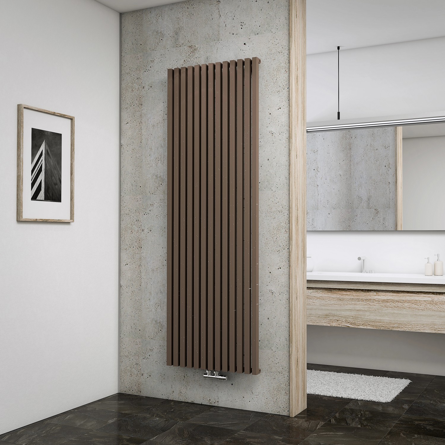 Schulte Design-Heizkoerper Lyon mit 1422 W Leistung in Café-Braun, 1800x606mm