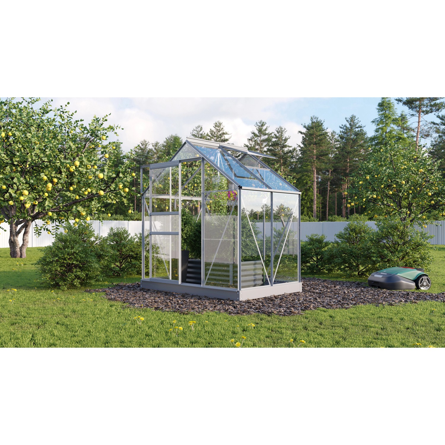 Vitavia Gewächshaus Planet 2500 Alu blank 2,5 m² inkl. Fundamentrahmen