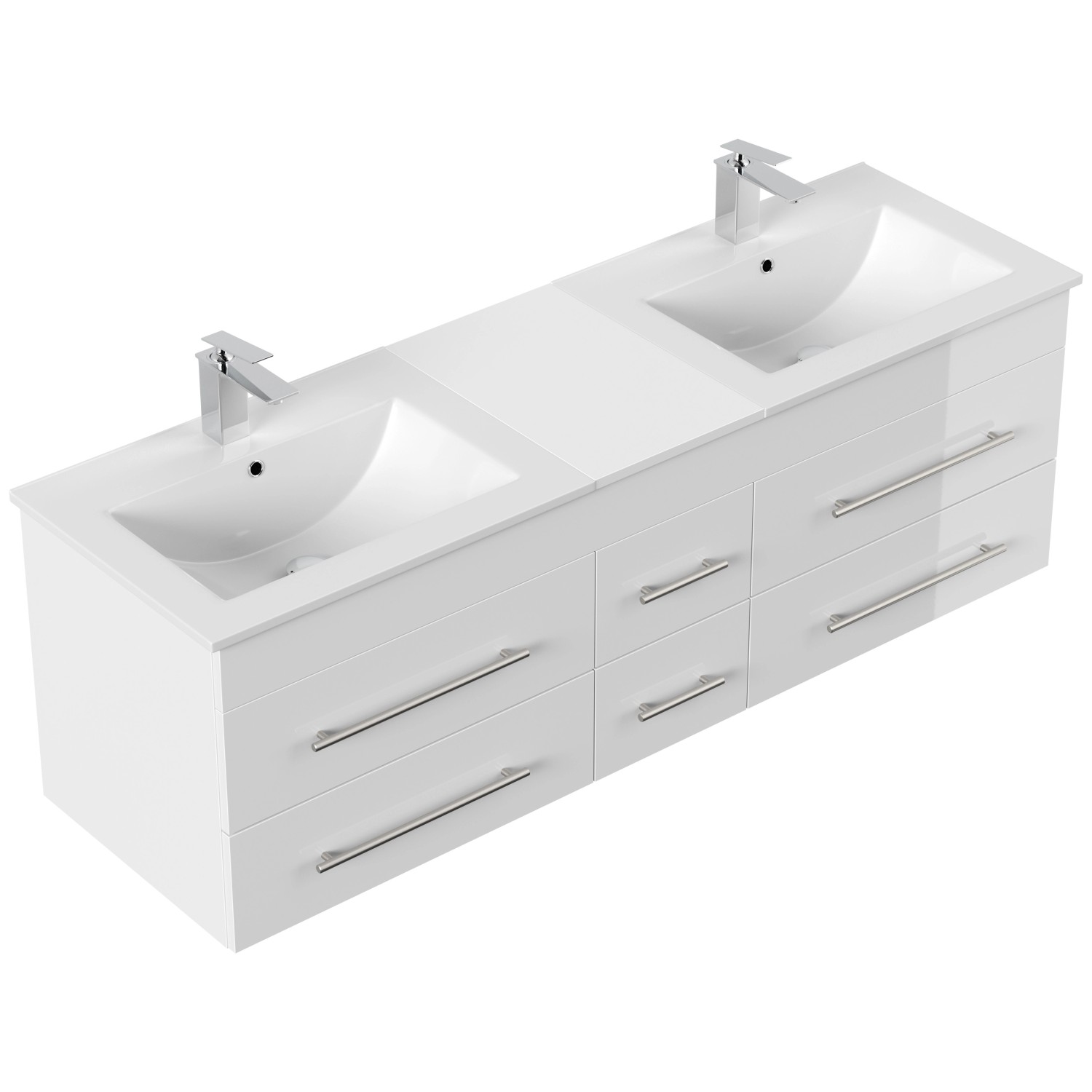 Posseik Badmöbel Nero XL Weiß Hochglanz